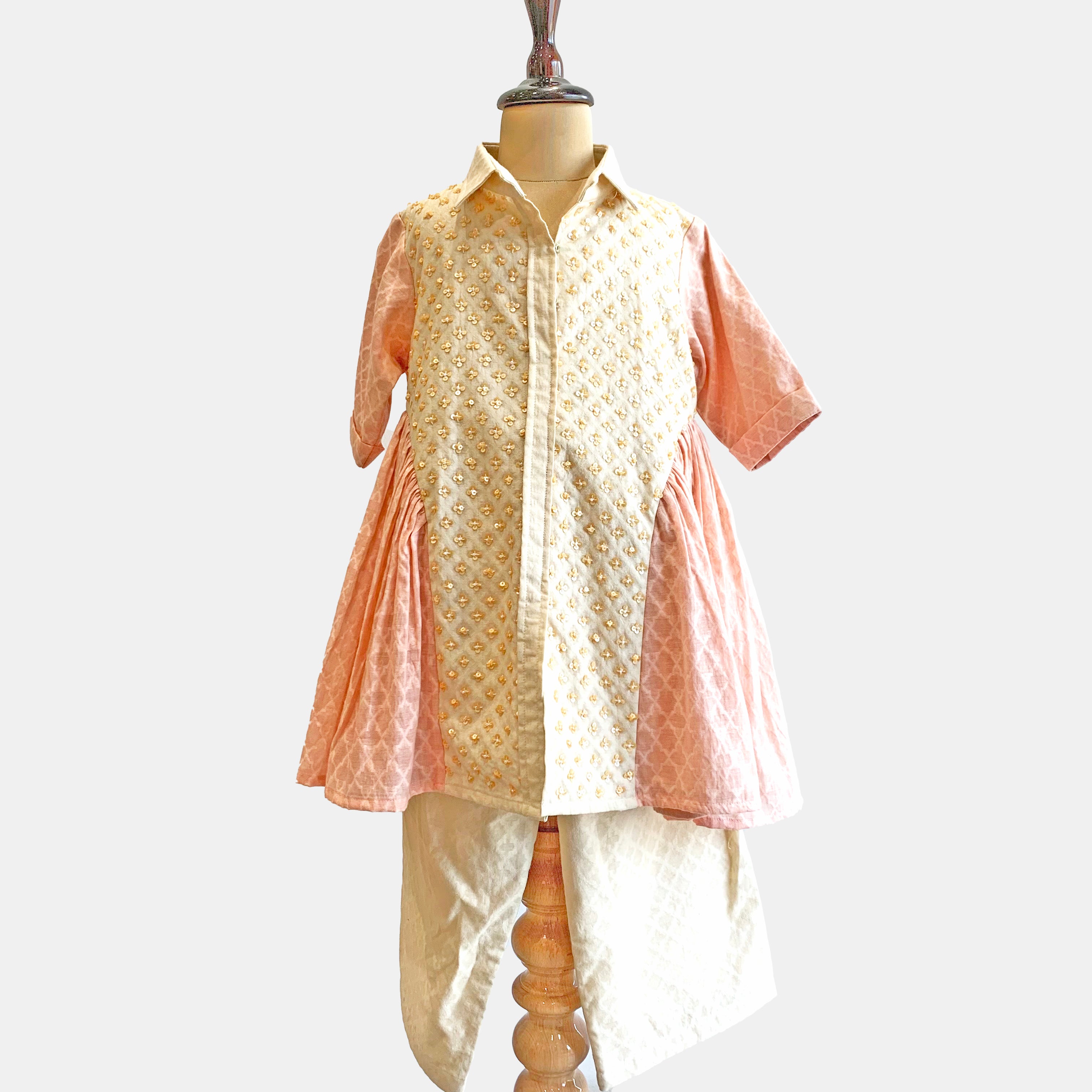 Embroidered Gather Kurta Set