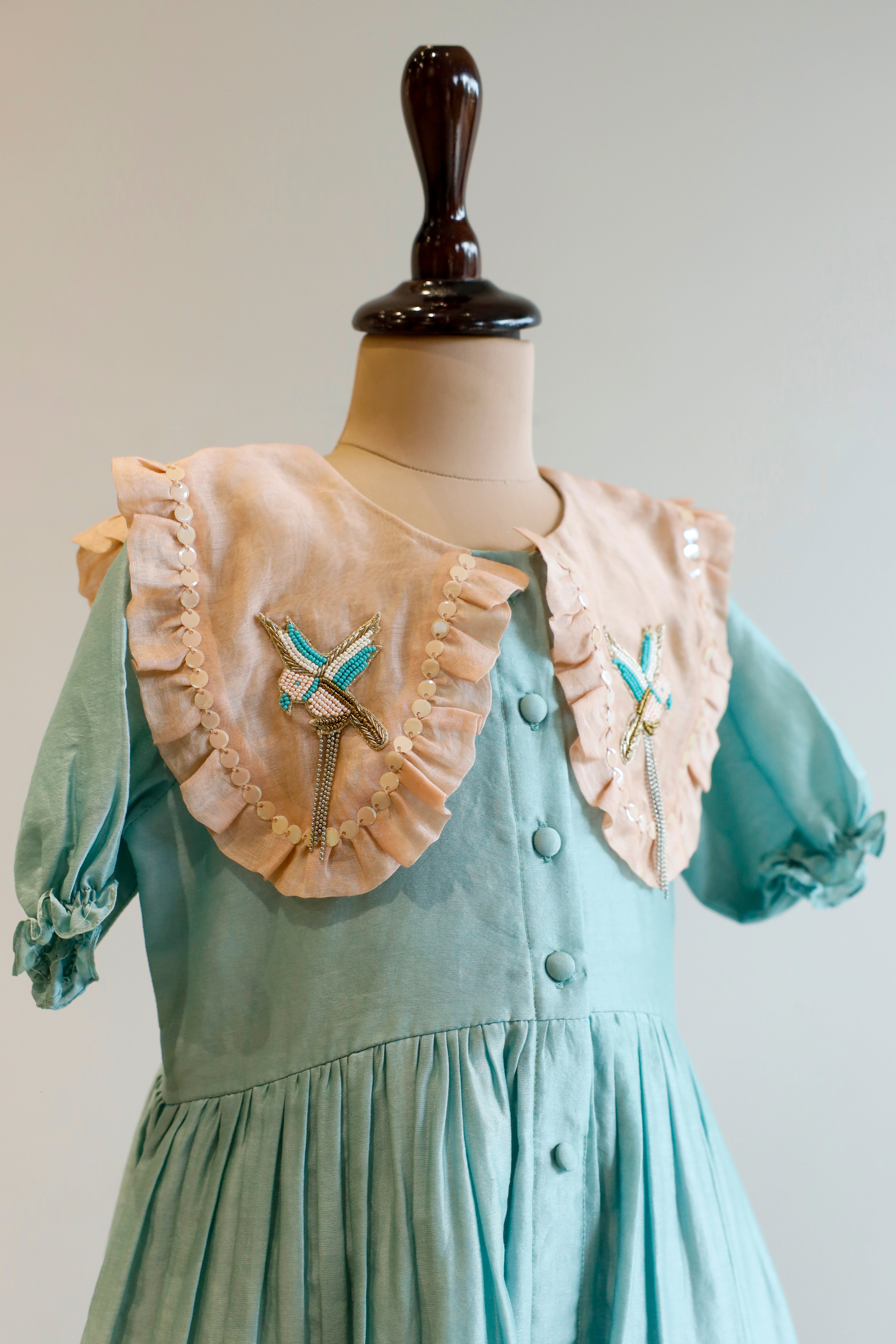 Bloom Embellished Dress - Blue