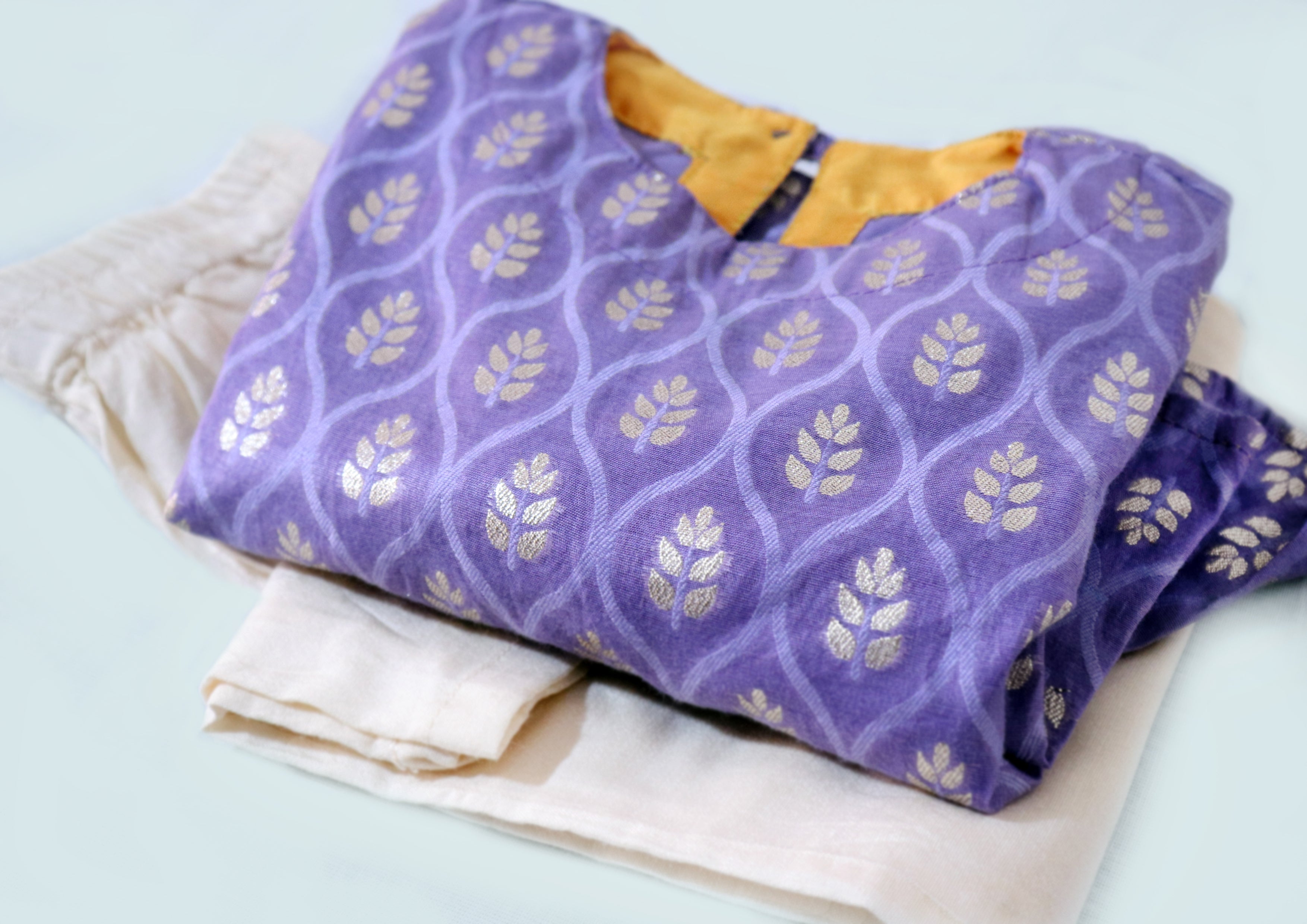 SnuggleMe Girls Chanderi Kaftan Top with Culottes