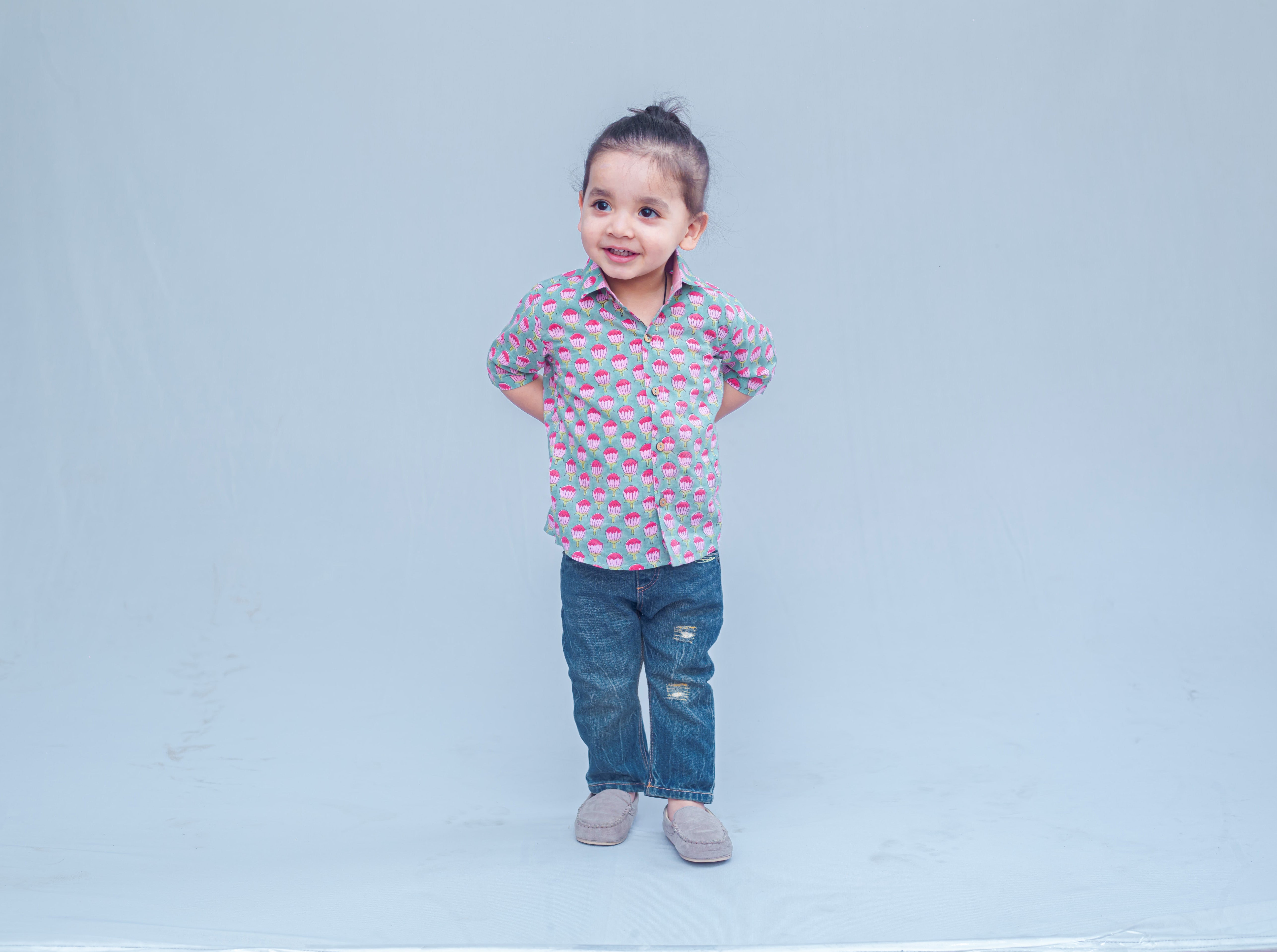 Boys Lotus block Print Shirt