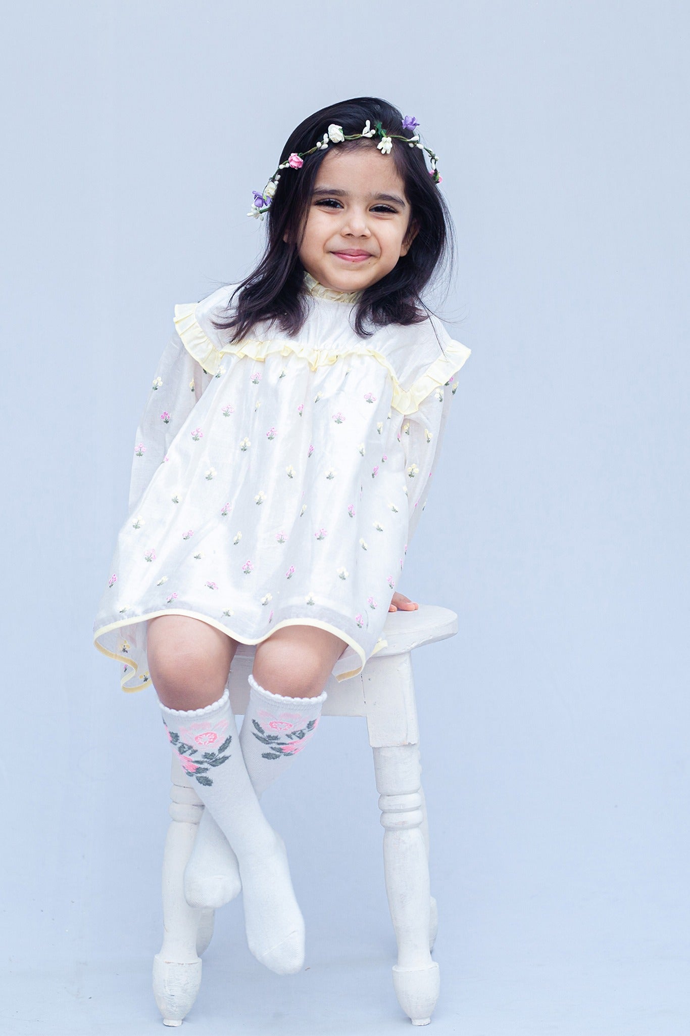 SnuggleMe Girls Full Sleeves Embroidery Party  Dress