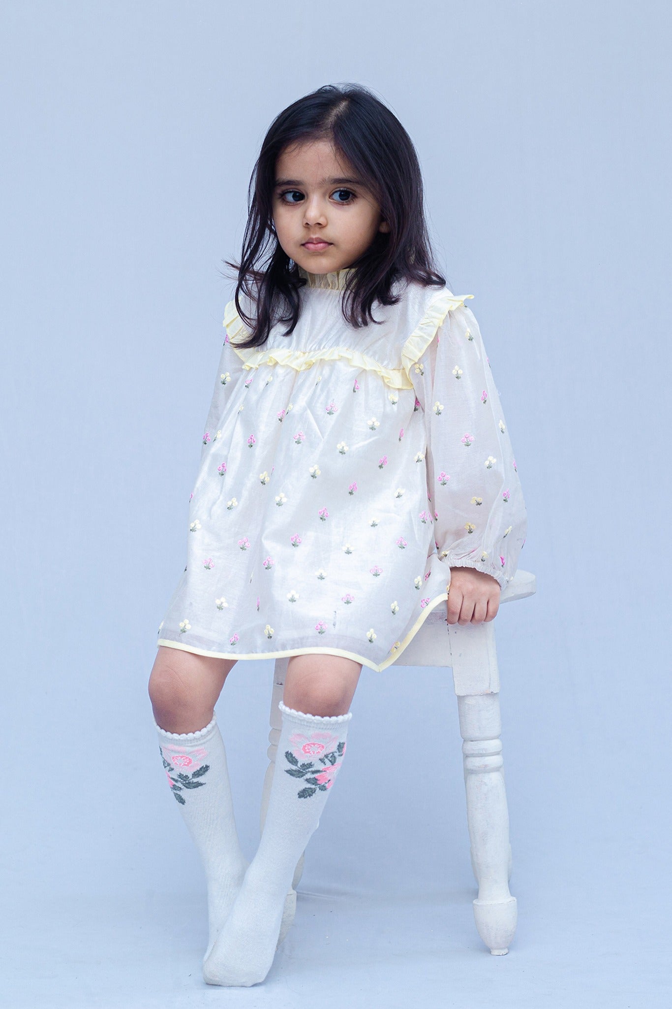 SnuggleMe Girls Full Sleeves Embroidery Party  Dress