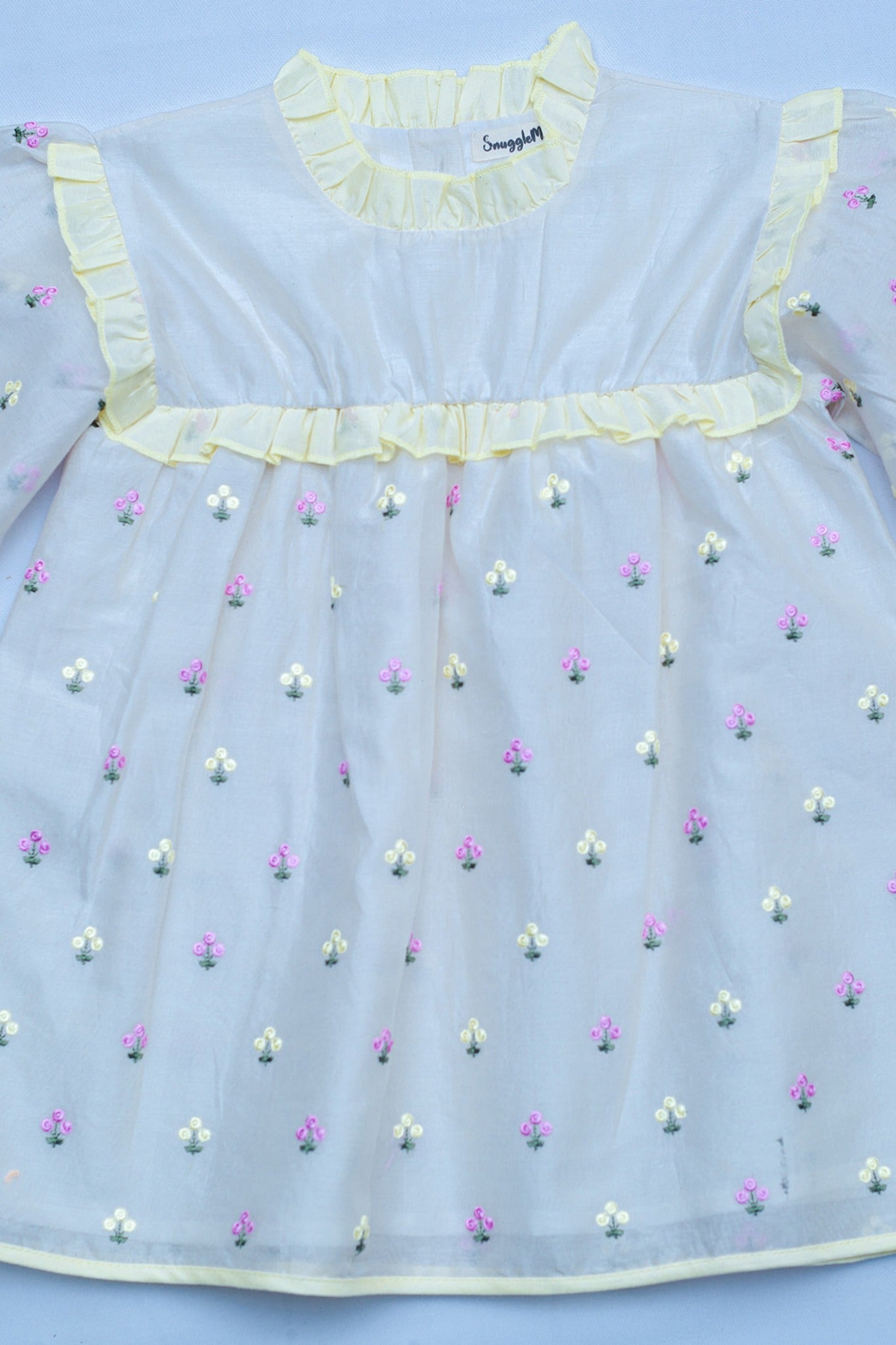 SnuggleMe Girls Full Sleeves Embroidery Party  Dress