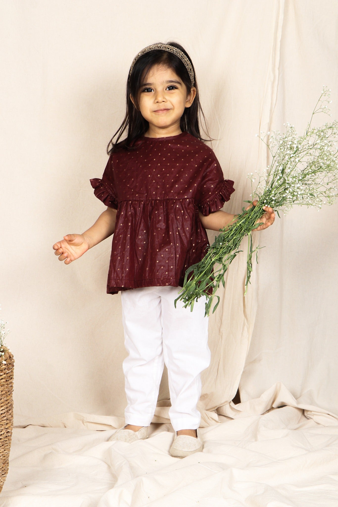Umber dotted kurta with pyjama
