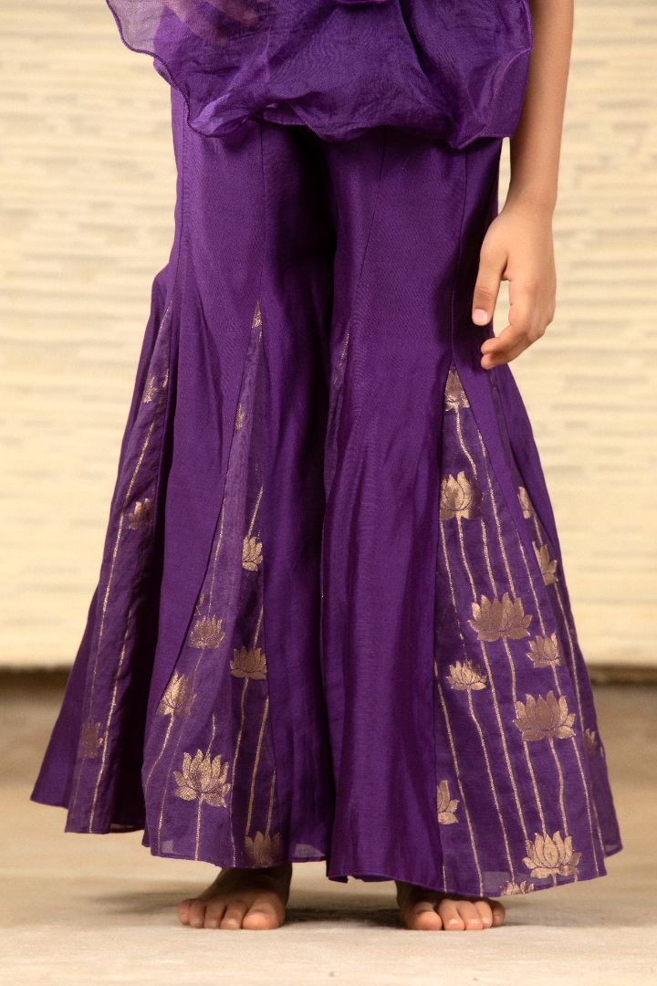 Purple One Shoulder Top With Flared Pant