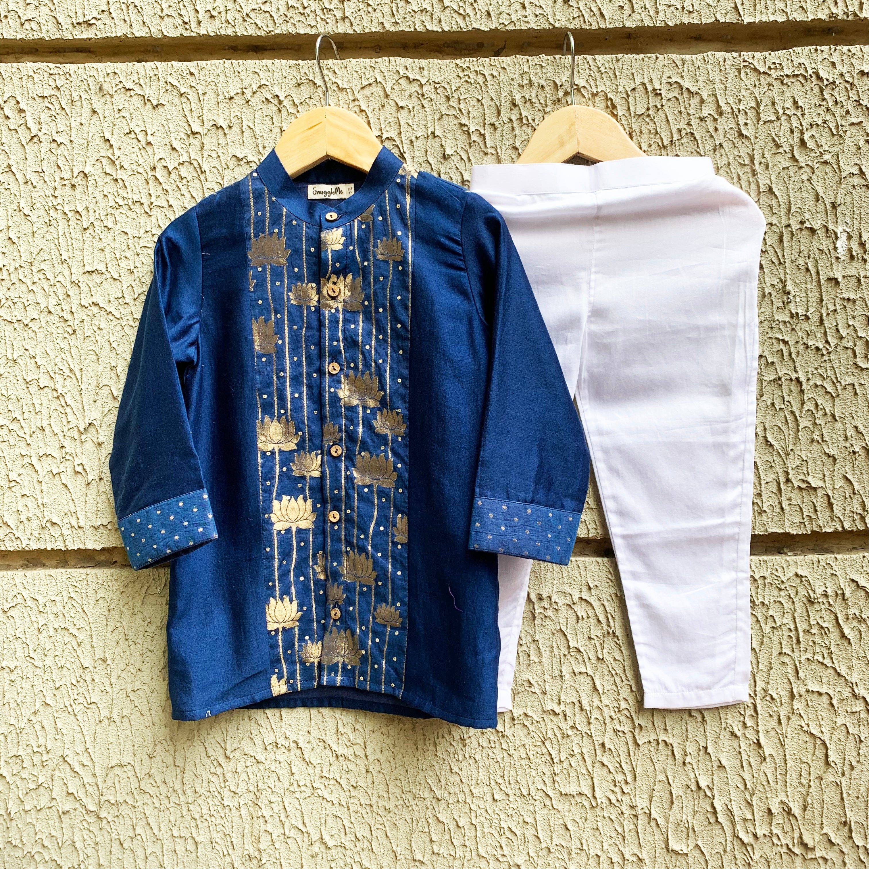 Lotus Zari Front Open Kurta Set