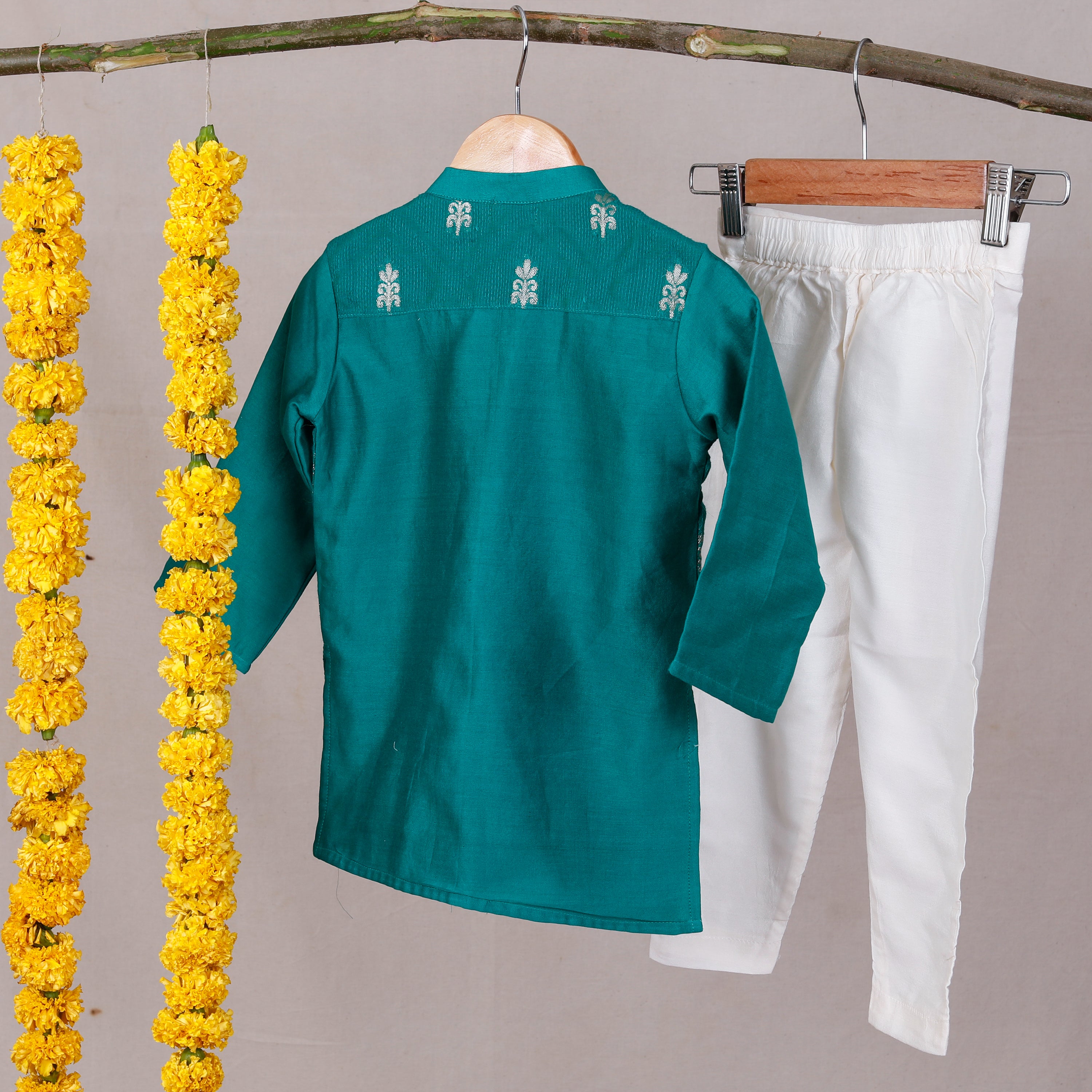 Lush Green Sherwani Set for Boys