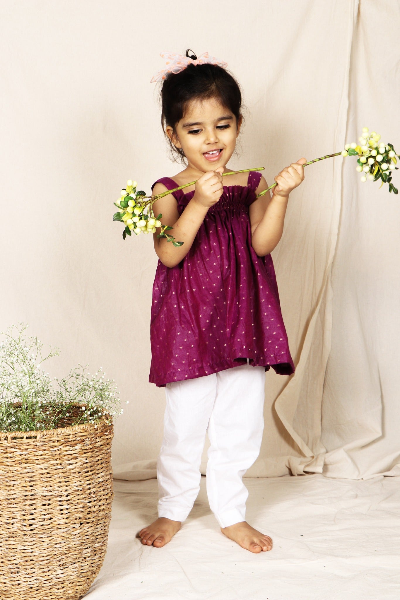Plum Frilled Neck Top