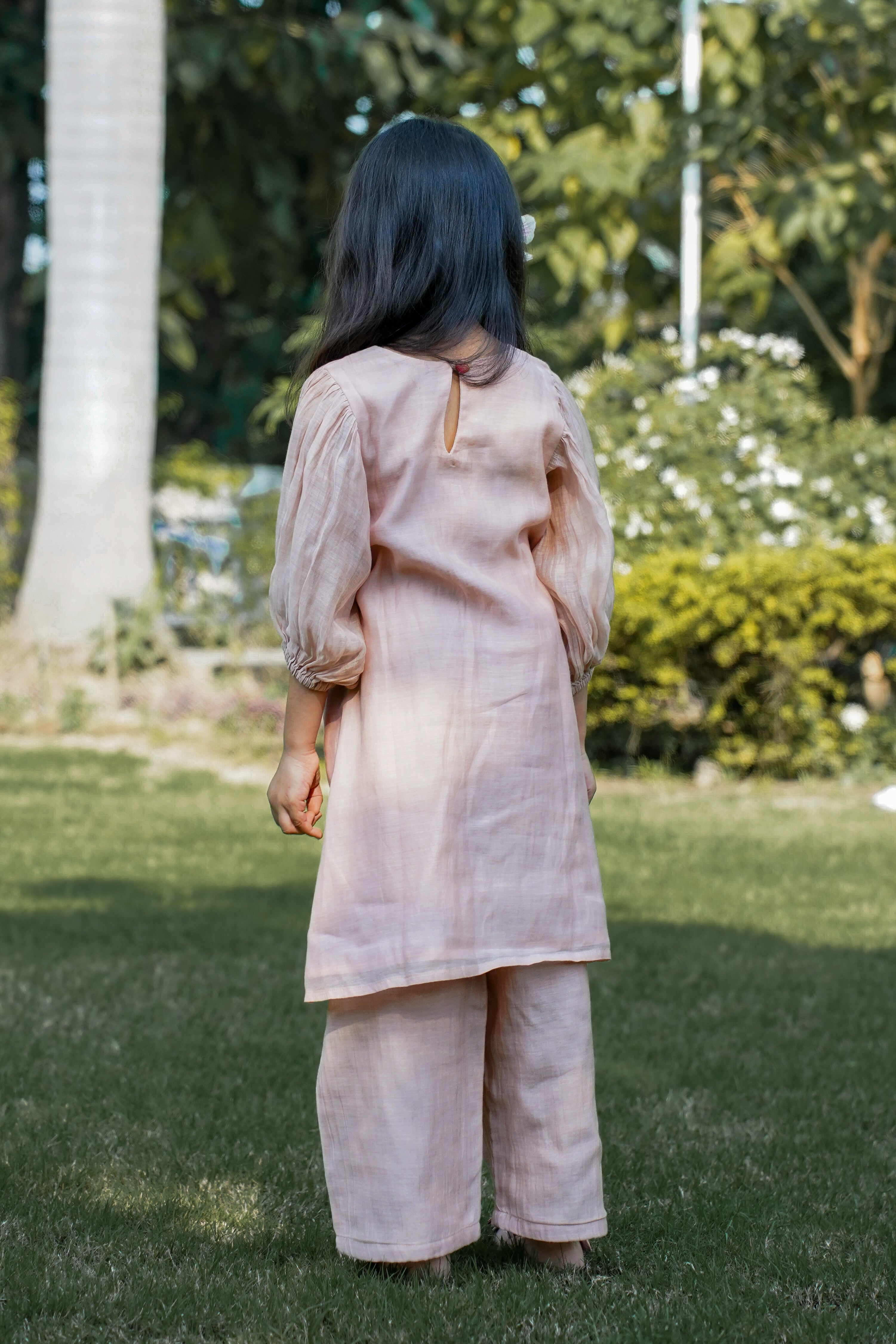 Pink V Neck Kurta Set