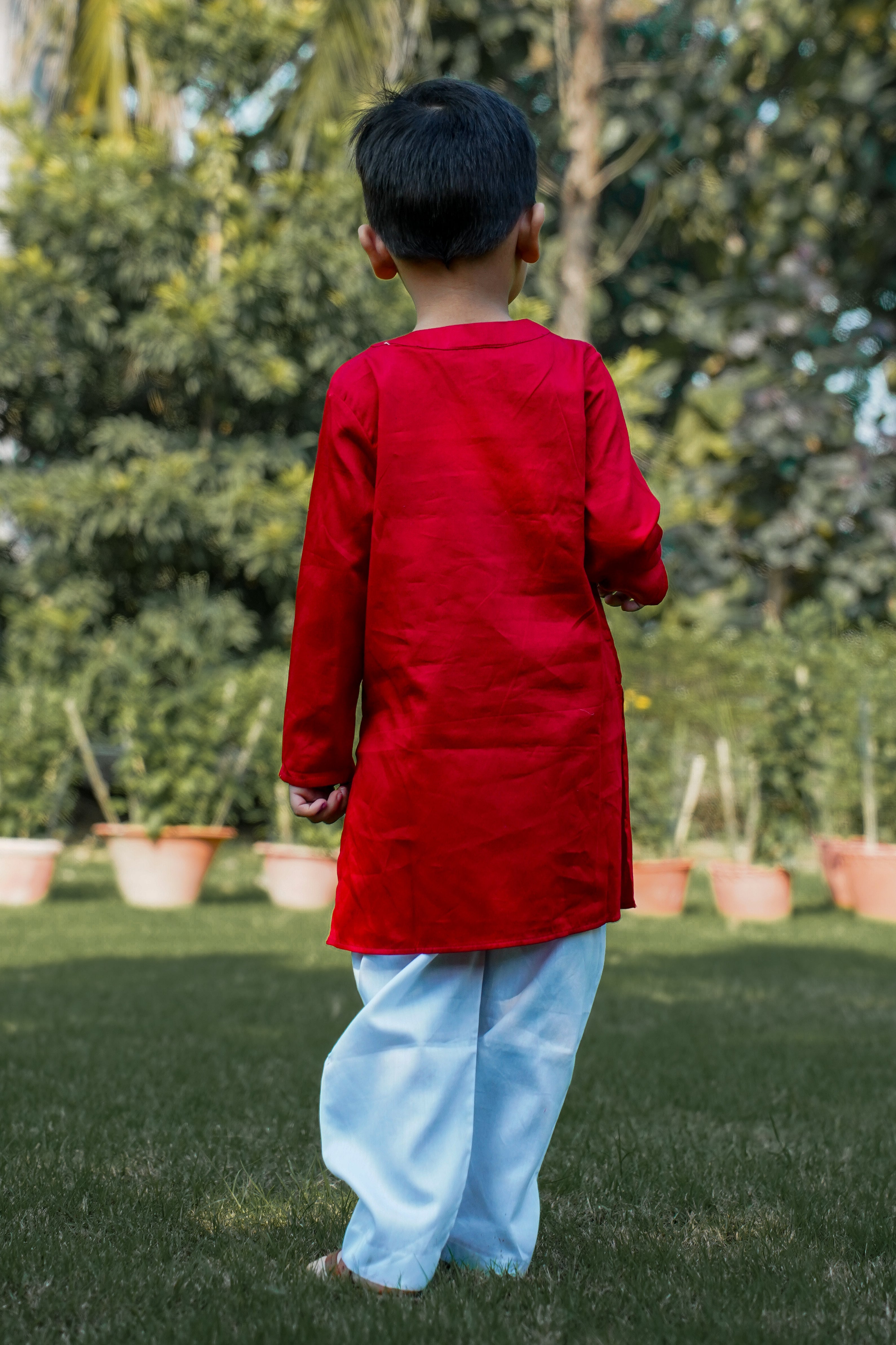 Red Long Yoke  Kurta Set