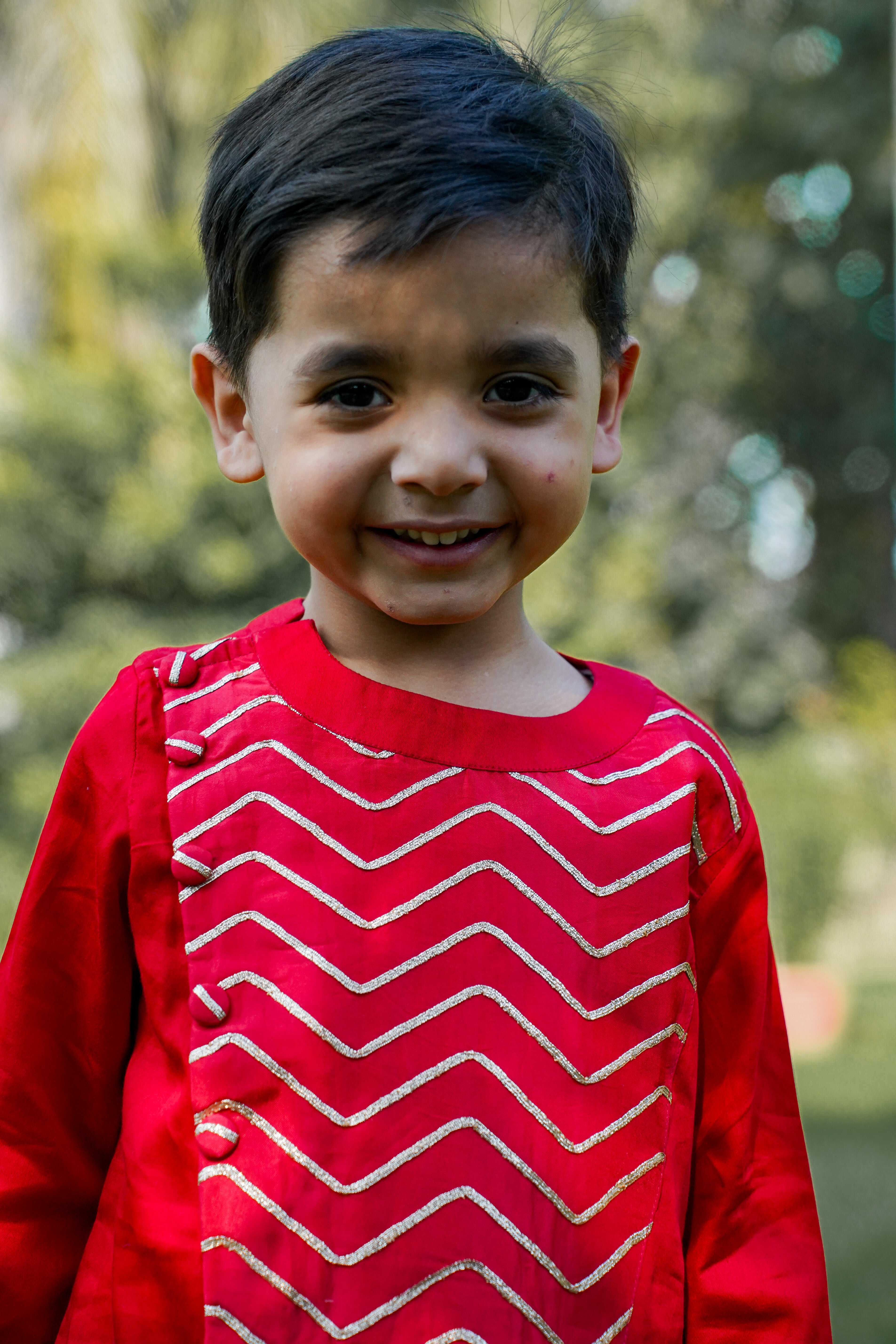 Red Long Yoke  Kurta Set
