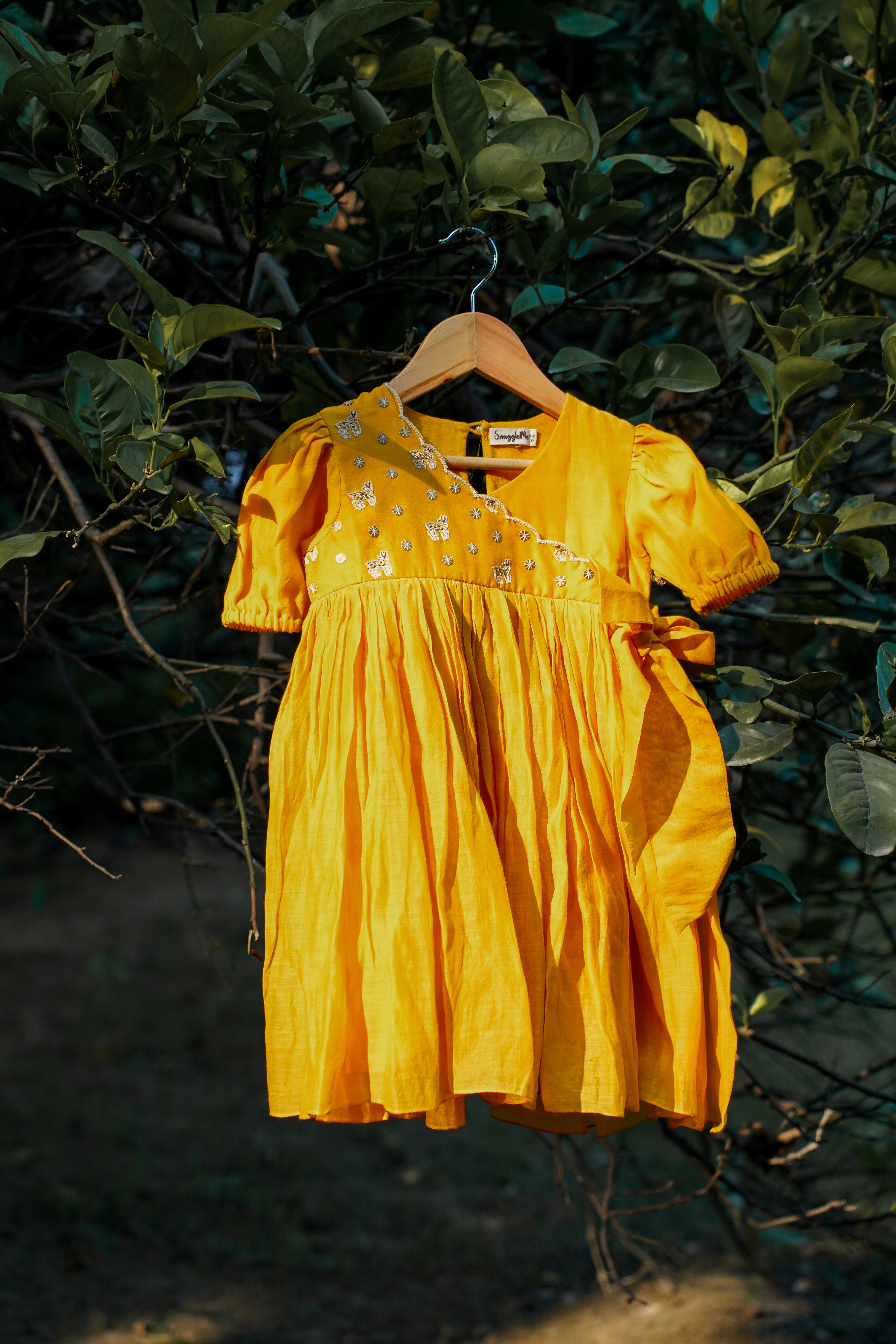 Yellow Embroidered Angrakha Dress