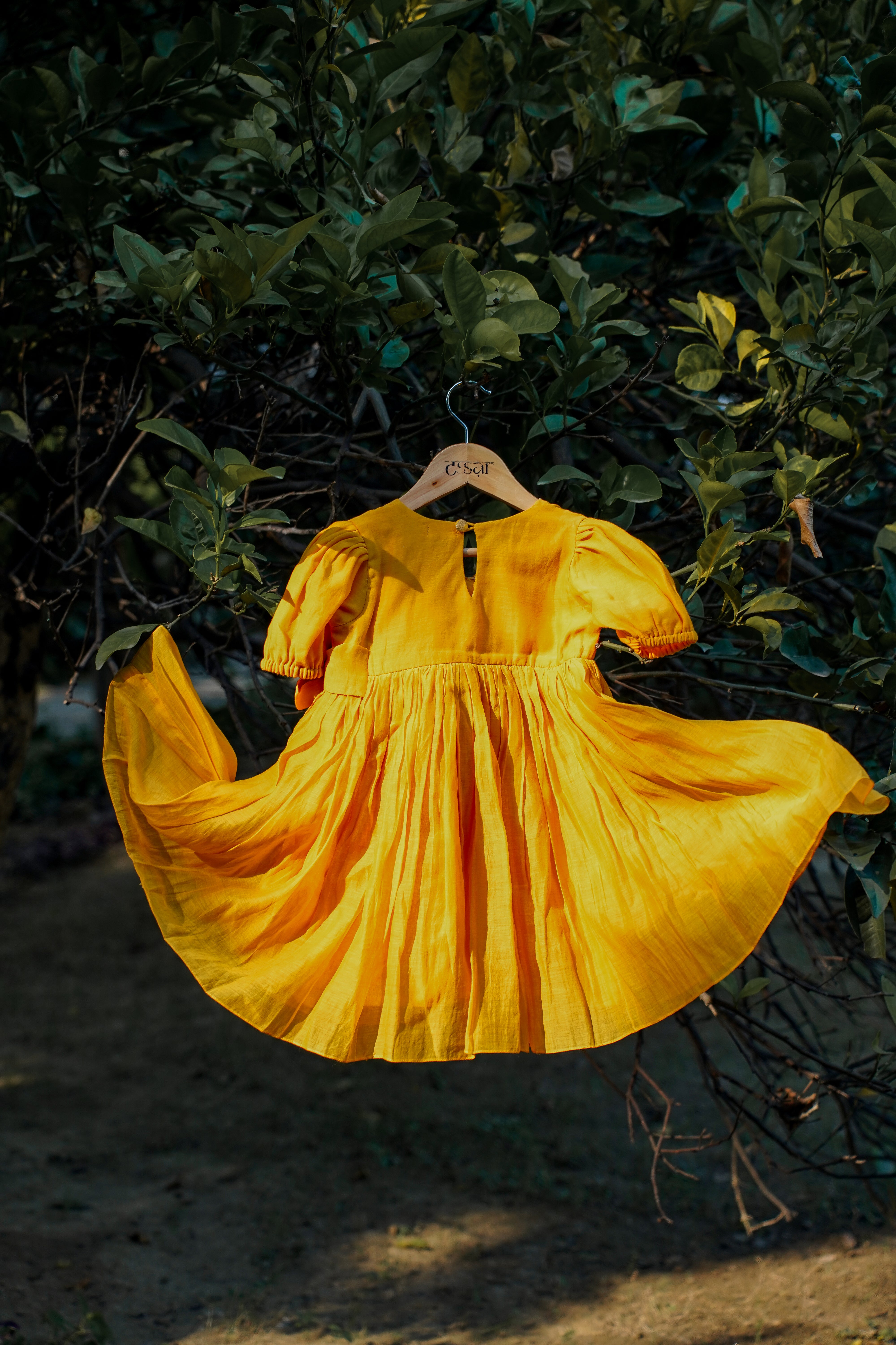 Yellow Embroidered Angrakha Dress