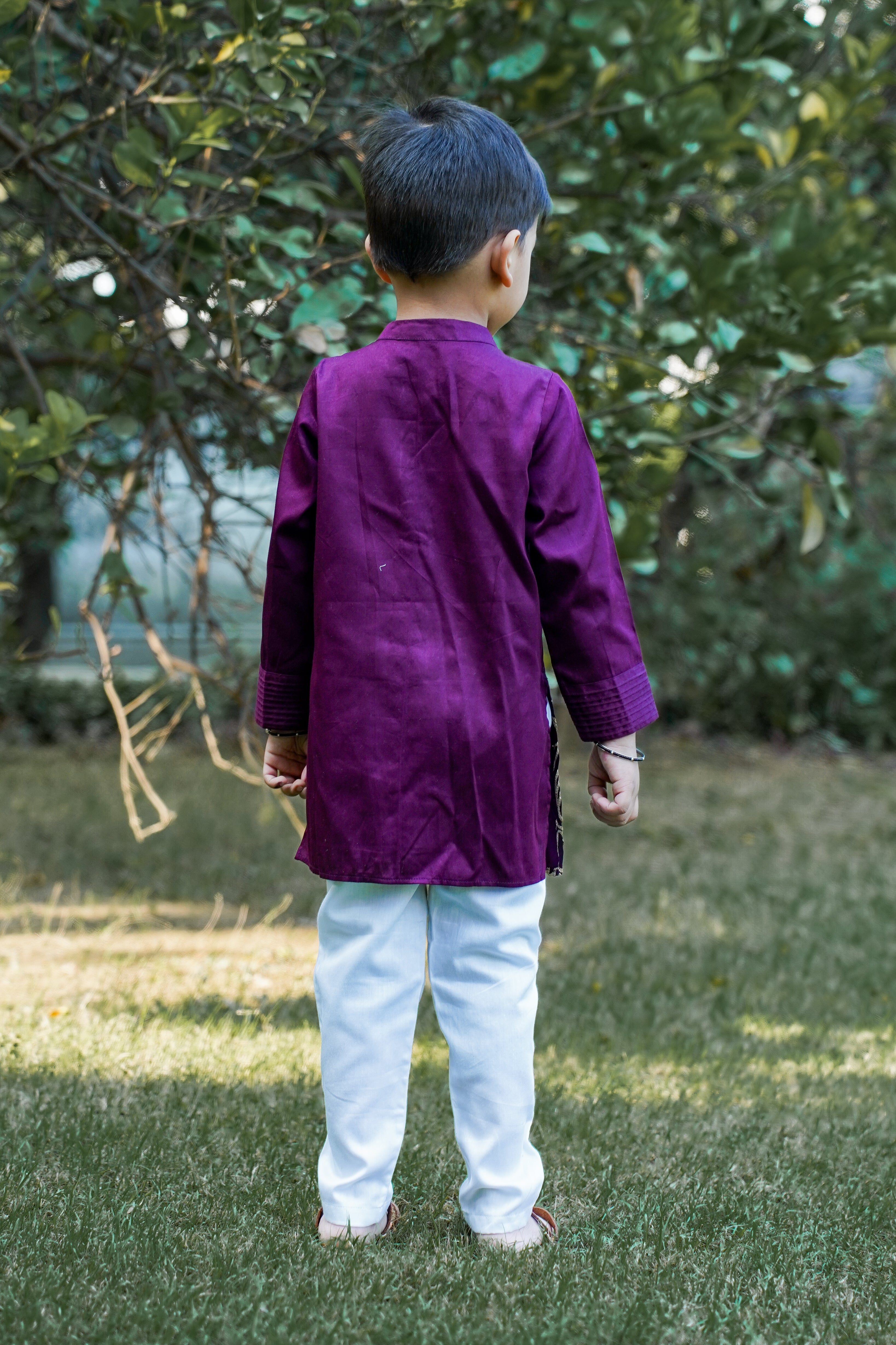 Wine Patch Kurta Set