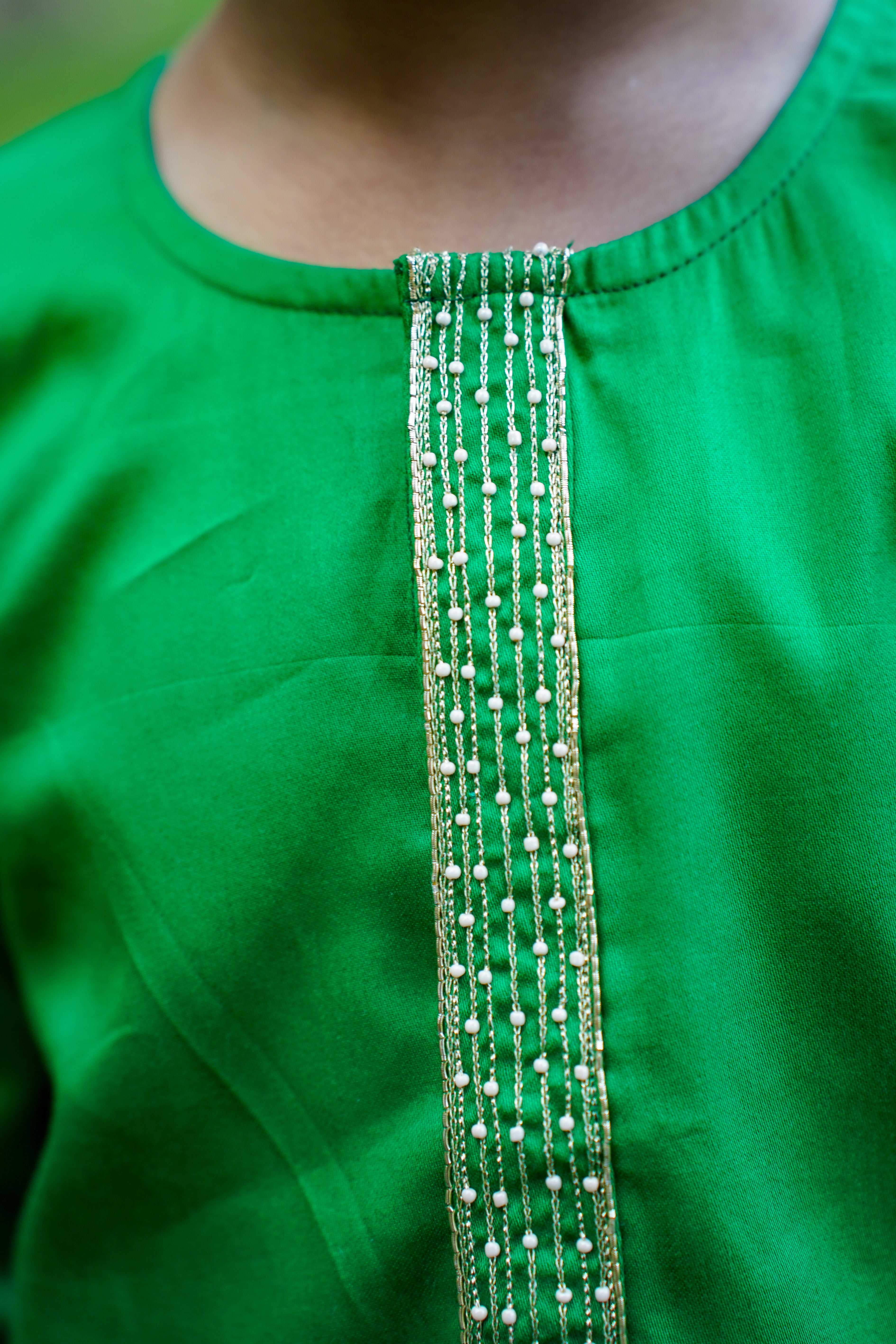 Embroidered Placket Kurta Green Set
