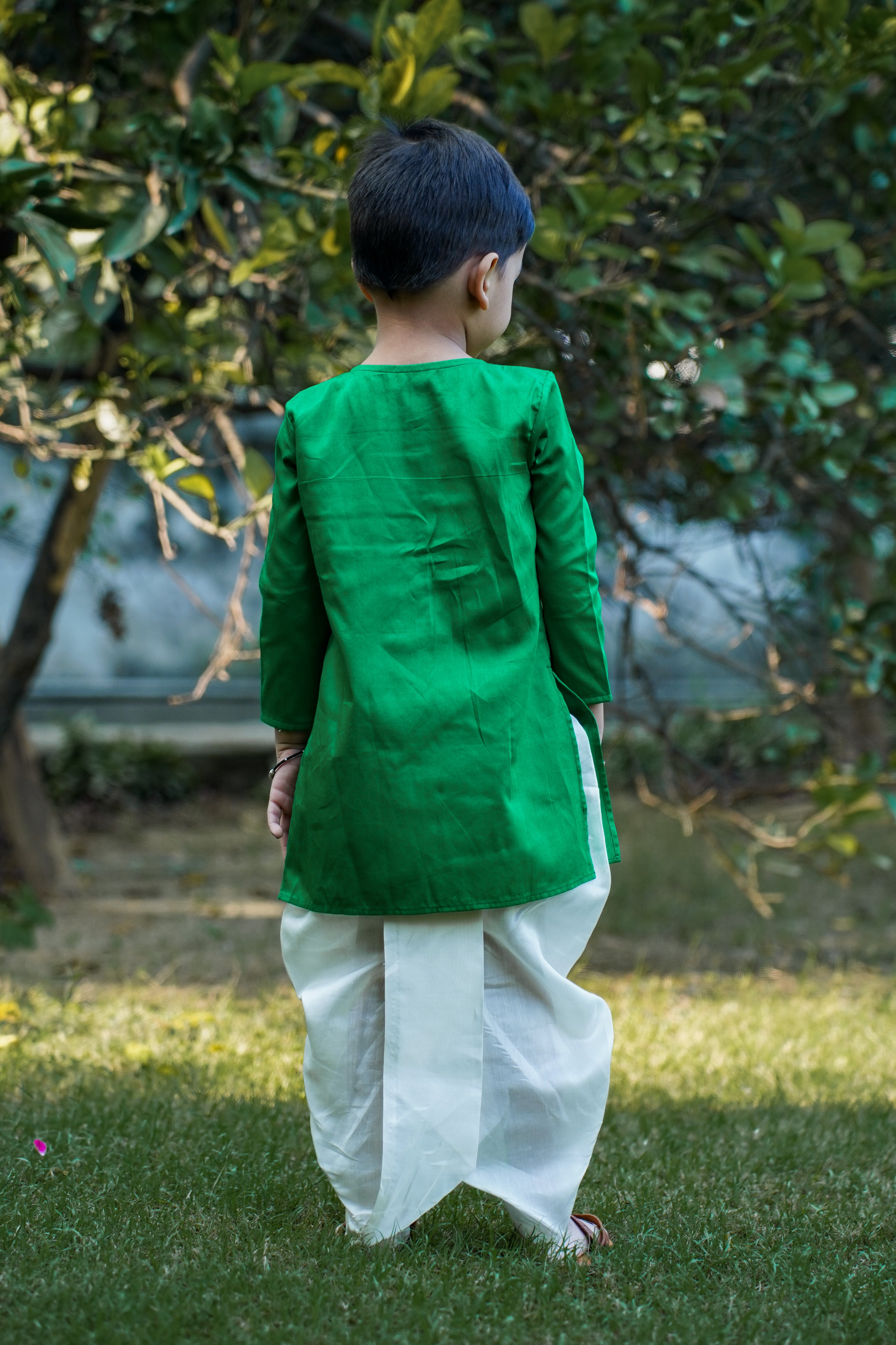 Embroidered Placket Kurta Green Set