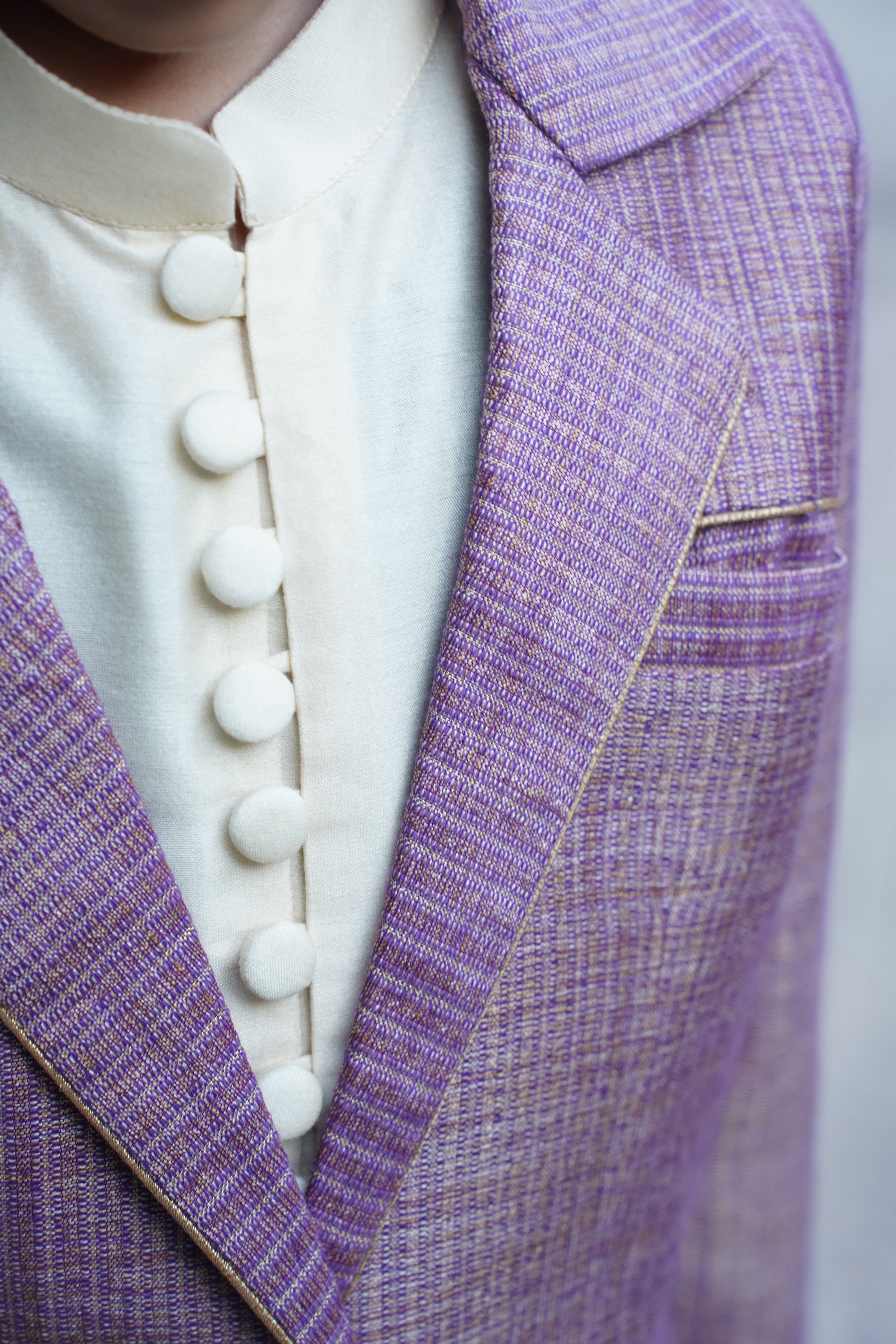 Purple Majesty: Unisex Retro-Style Kurta Pajama & Coat Set