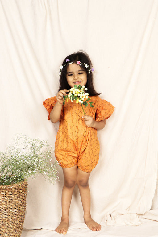 Tangerine Playsuit with Twisted Weave