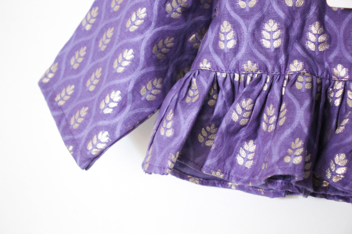 SnuggleMe Girls Chanderi Kaftan Top with Culottes