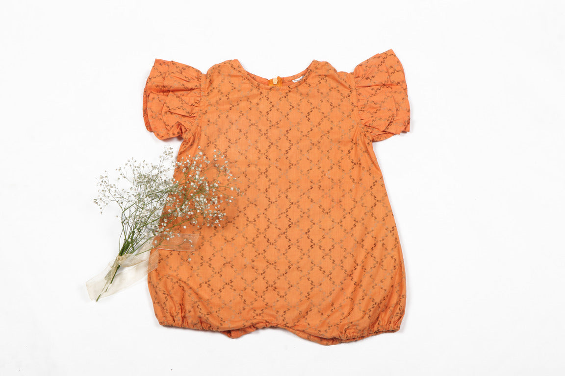 Tangerine Playsuit with Twisted Weave