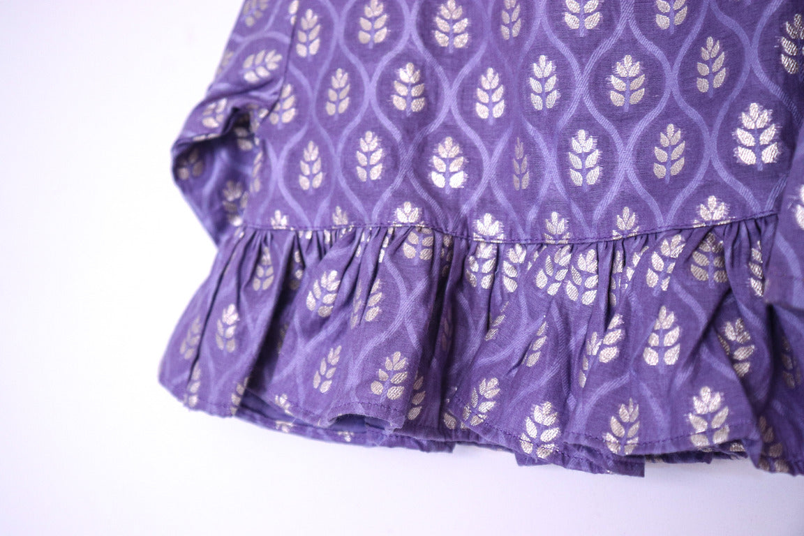 SnuggleMe Girls Chanderi Kaftan Top with Culottes