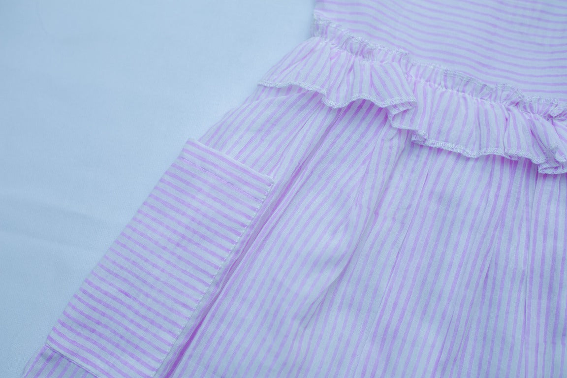 SnuggleMe Girls Purple Stripes Pocket Dress