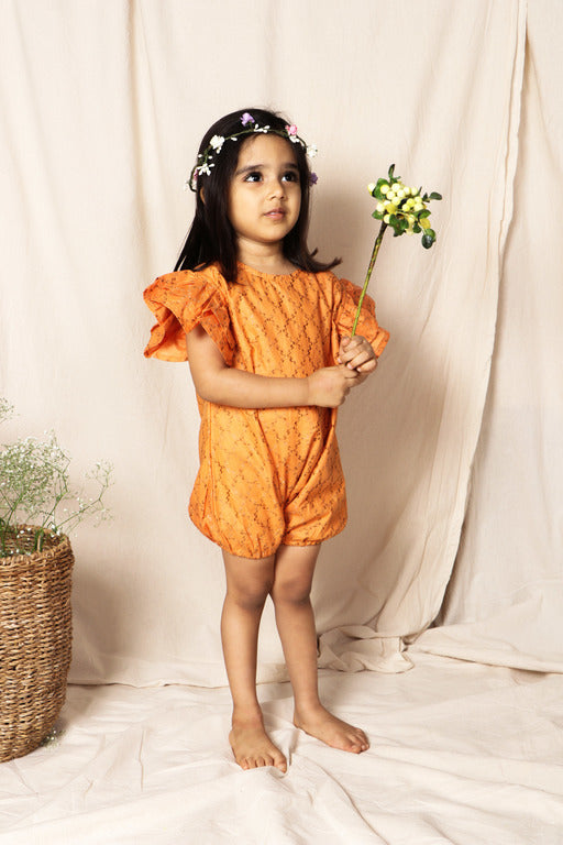 Tangerine Playsuit with Twisted Weave