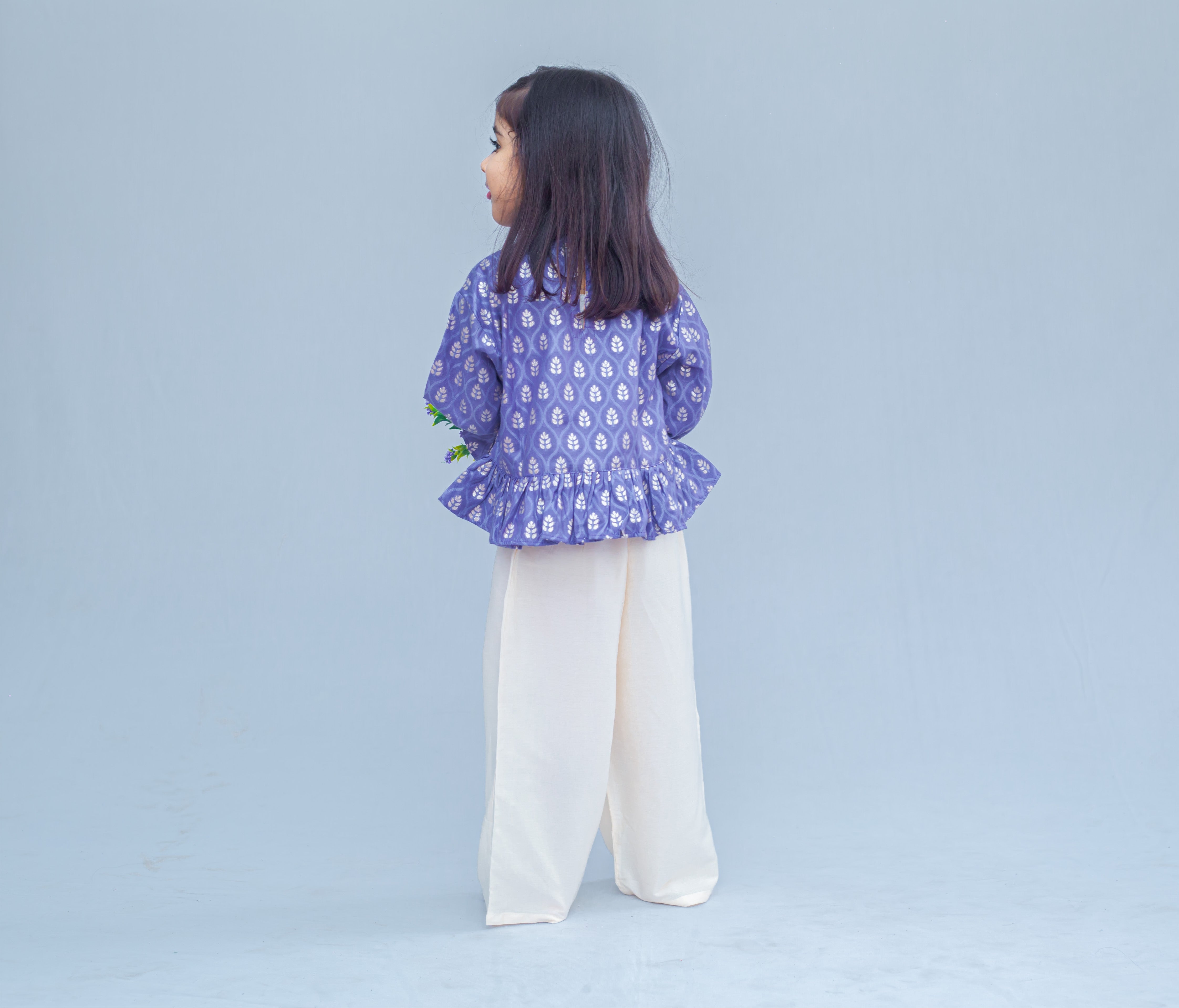 SnuggleMe Girls Chanderi Kaftan Top with Culottes