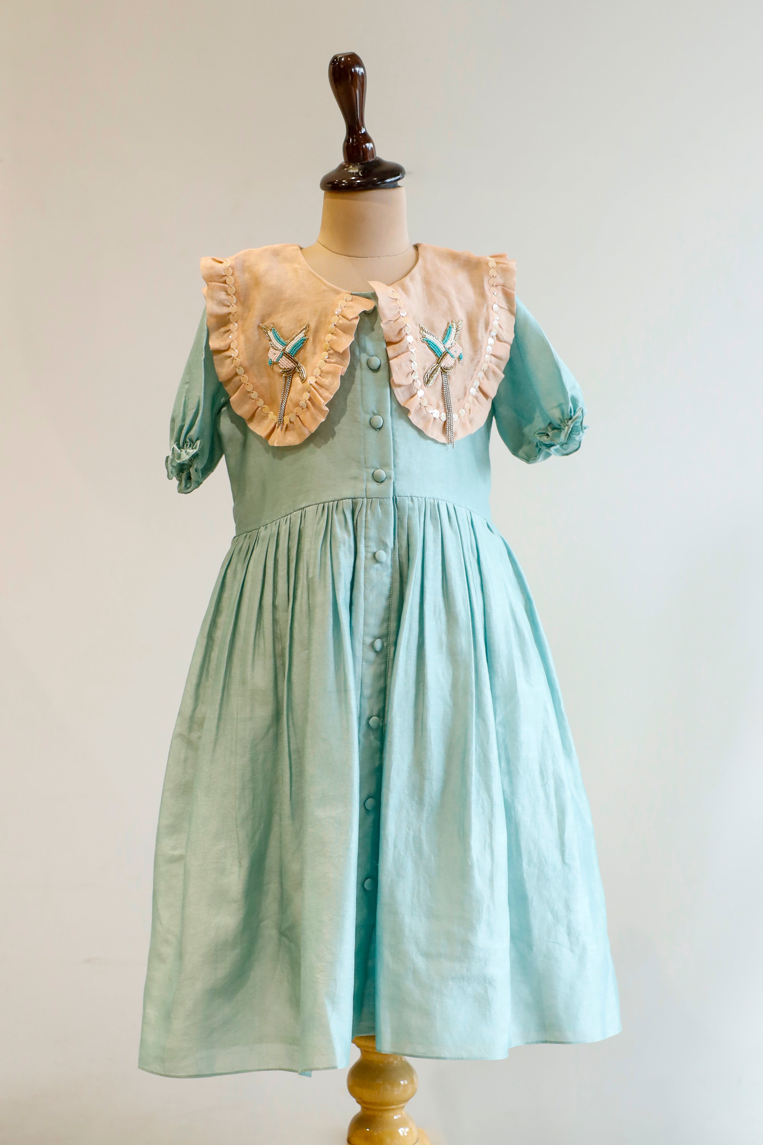 Bloom Embellished Dress - Blue
