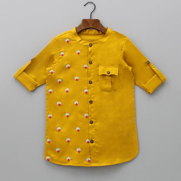 Yellow Booti Shirt Kurta Set