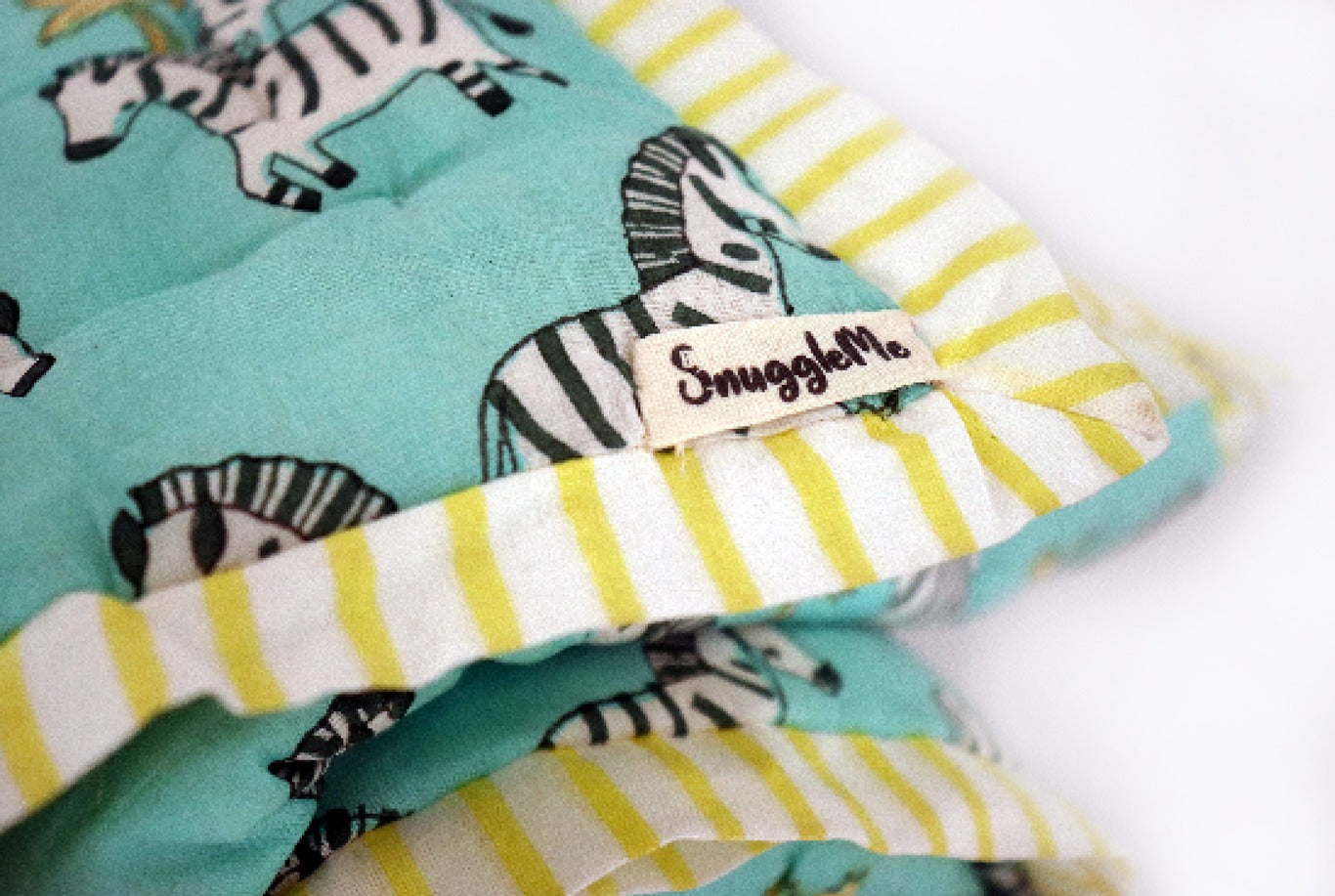 Teal and Yellow Dancing Zebra  Baby Quilt
