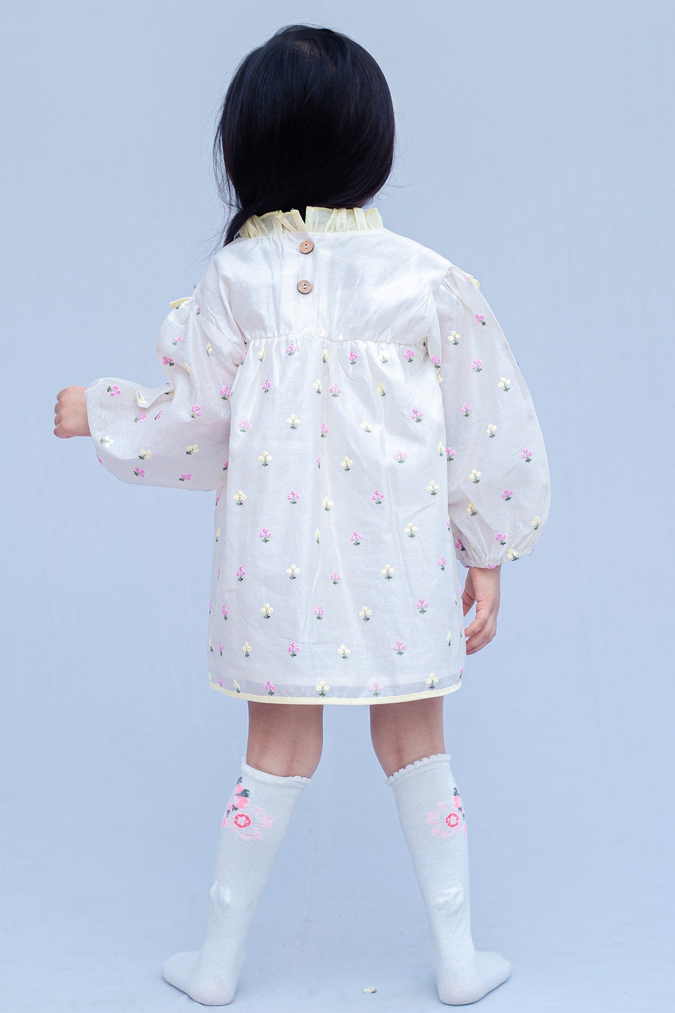 SnuggleMe Girls Full Sleeves Embroidery Party  Dress