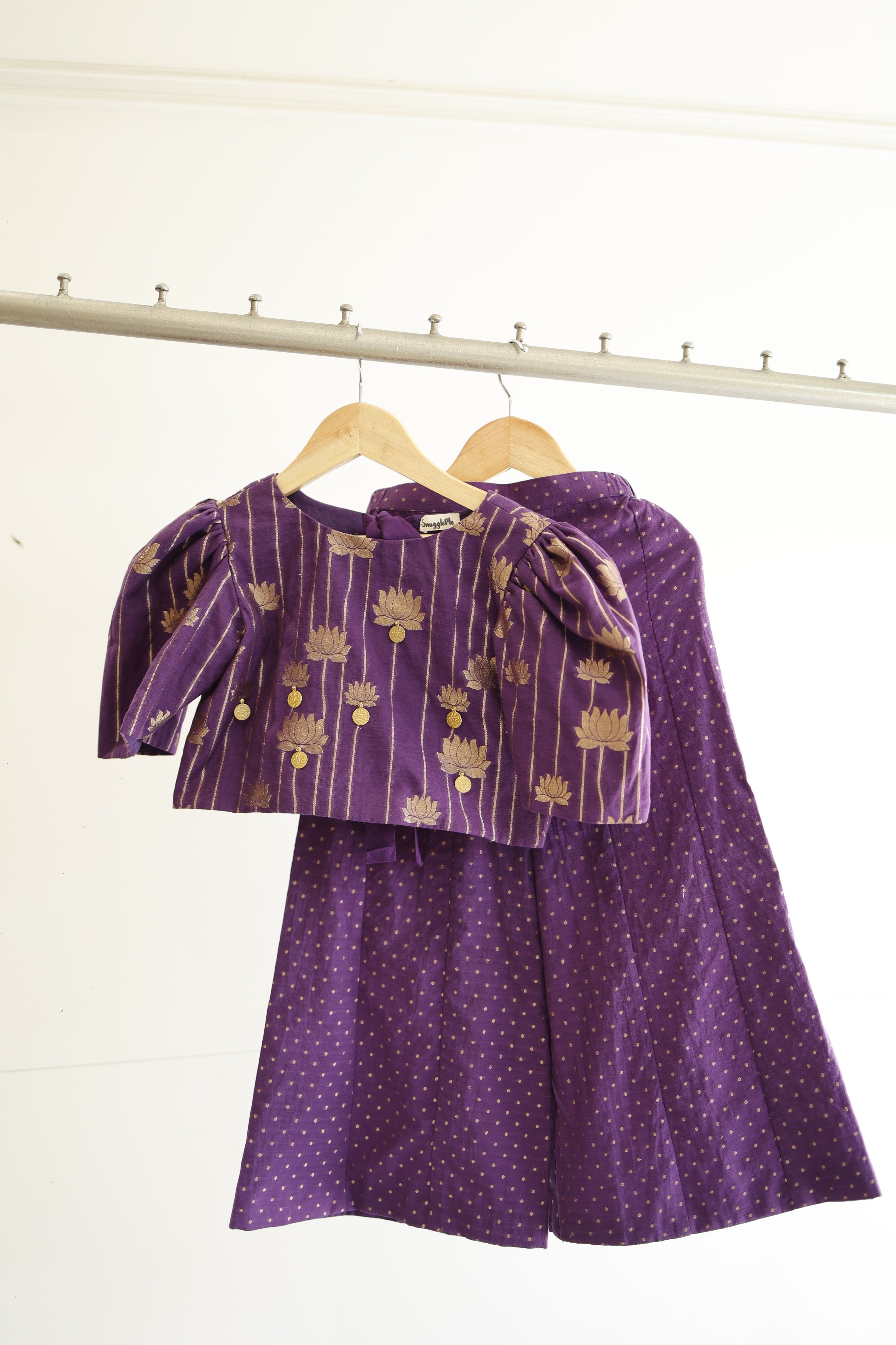 Girls Lotus Knotted Top with Flared Pant - Wine