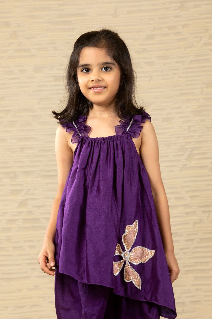 Purple Top Dhoti Set