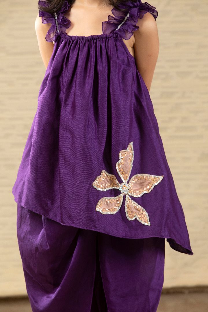 Purple Top Dhoti Set