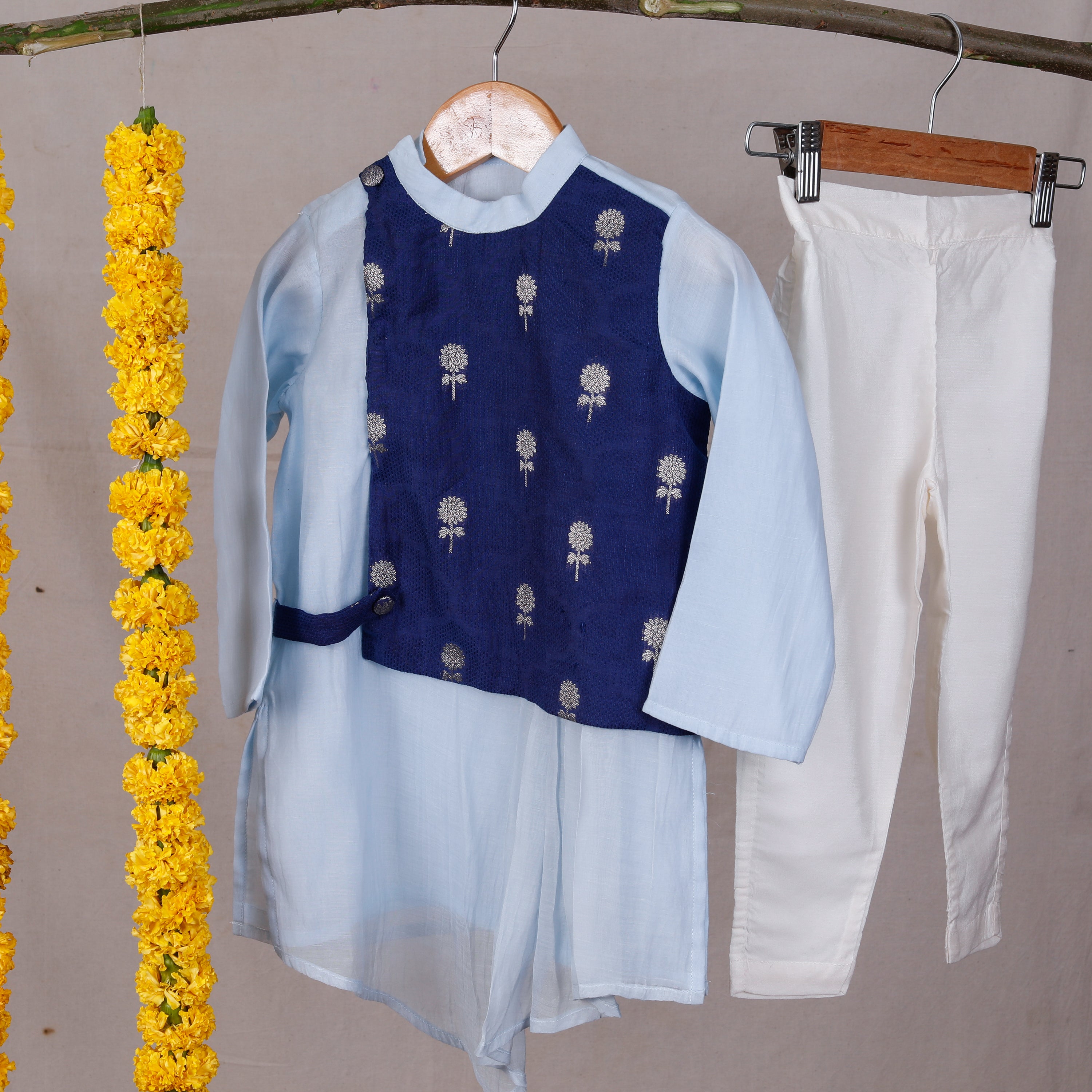 Bloom Drape Style Kurta Set for Boys