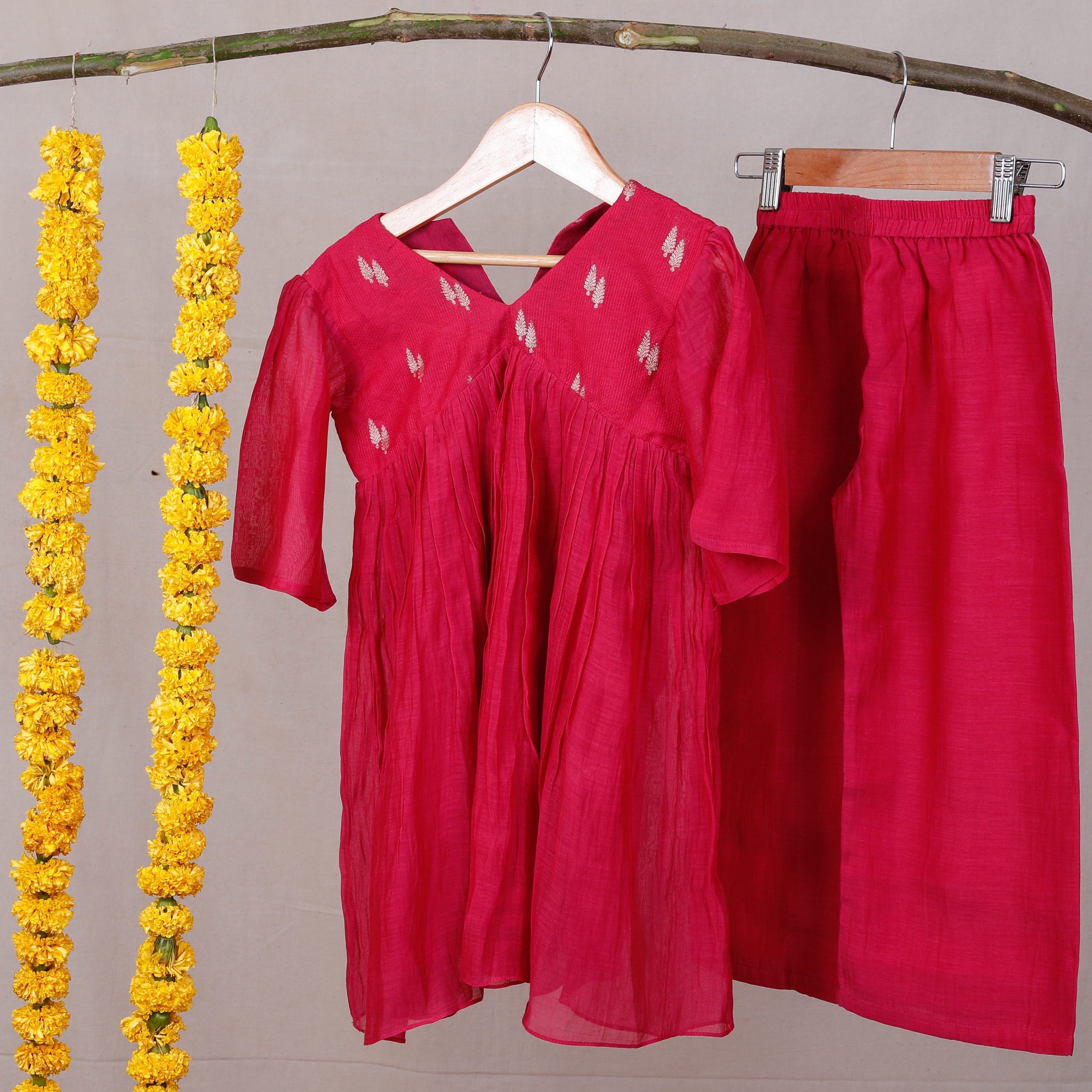 Rose Radiance Kurta Set for Girls