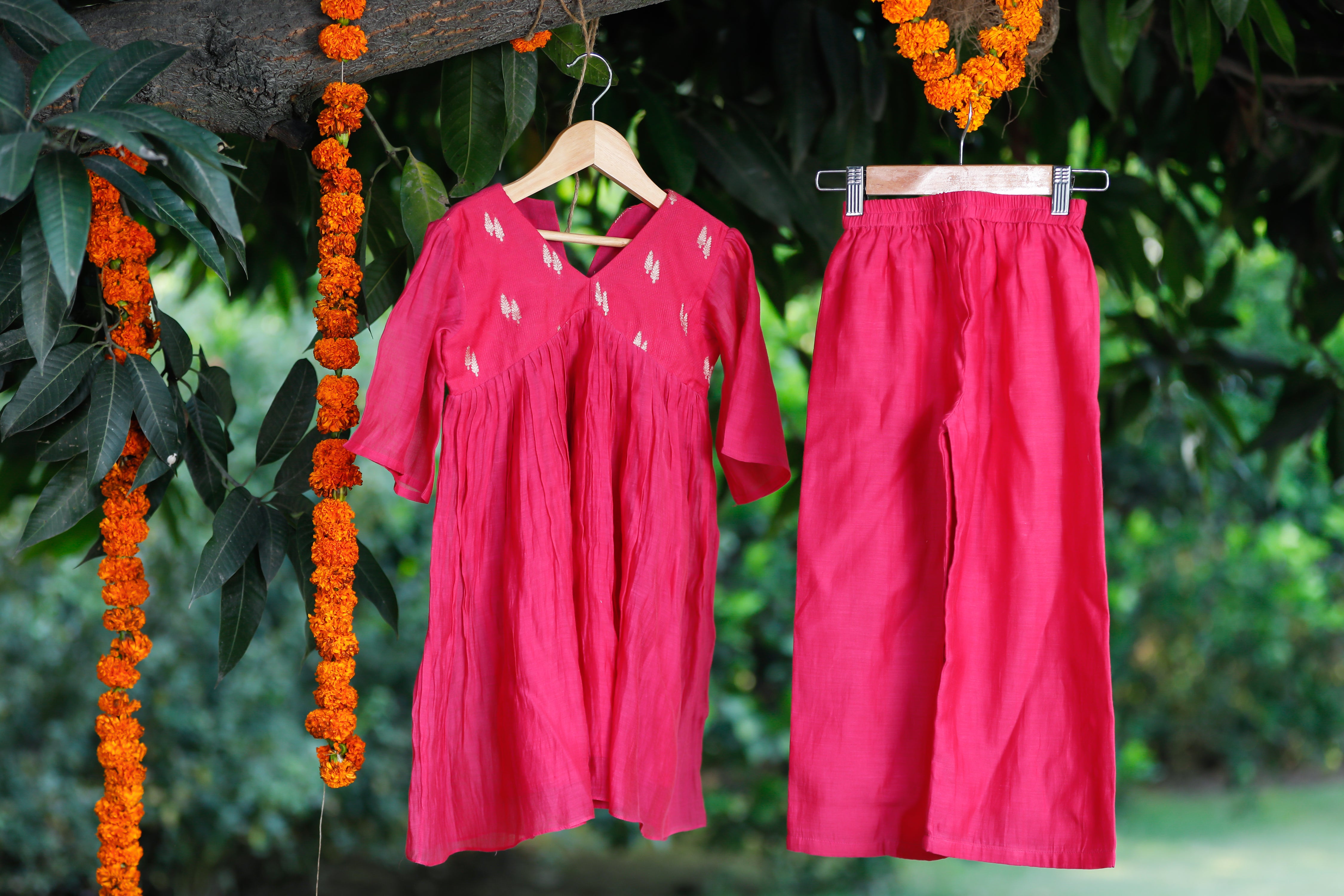 Rose Radiance Kurta Set for Girls