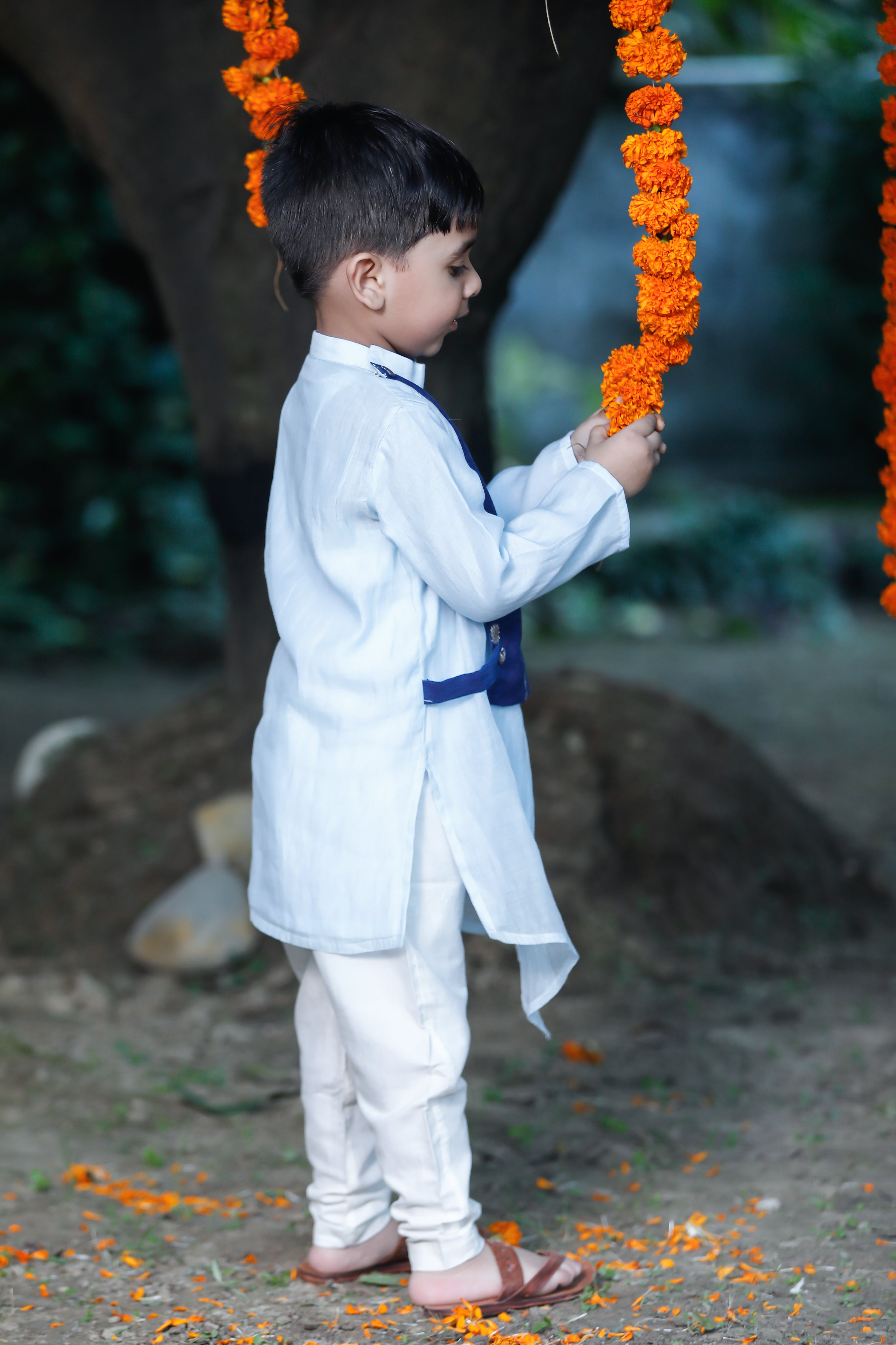 Bloom Drape Style Kurta Set for Boys