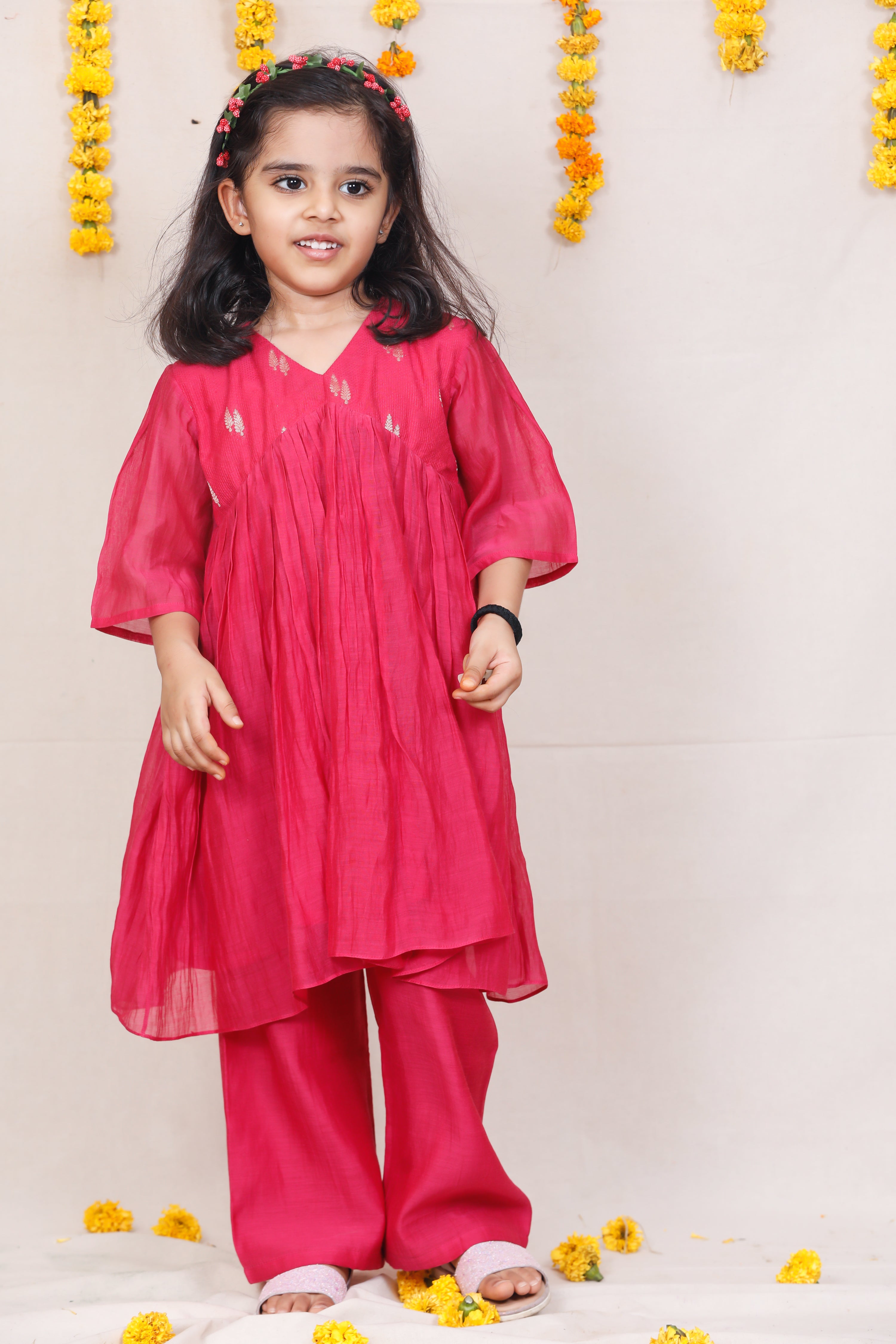 Rose Radiance Kurta Set for Girls