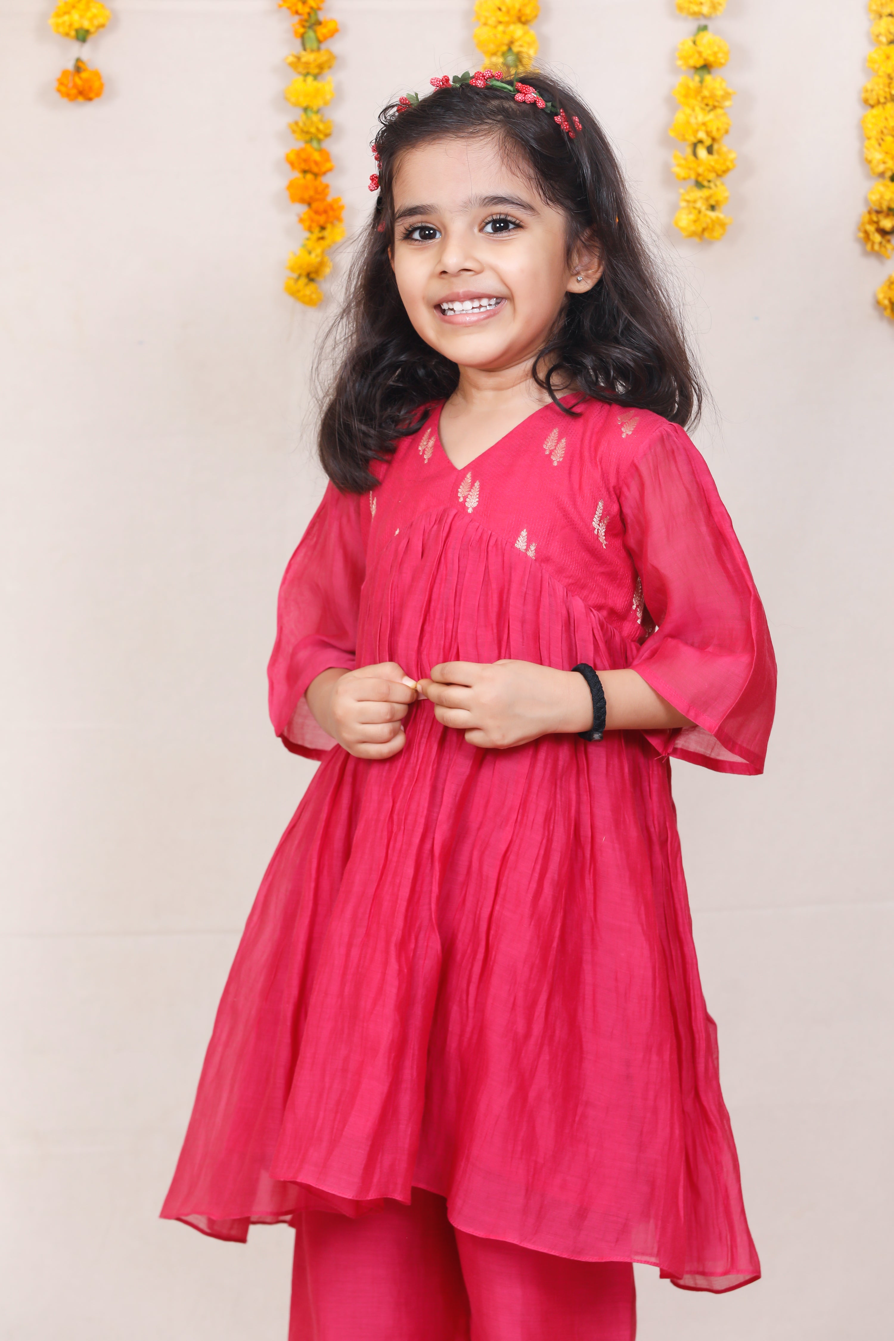 Rose Radiance Kurta Set for Girls