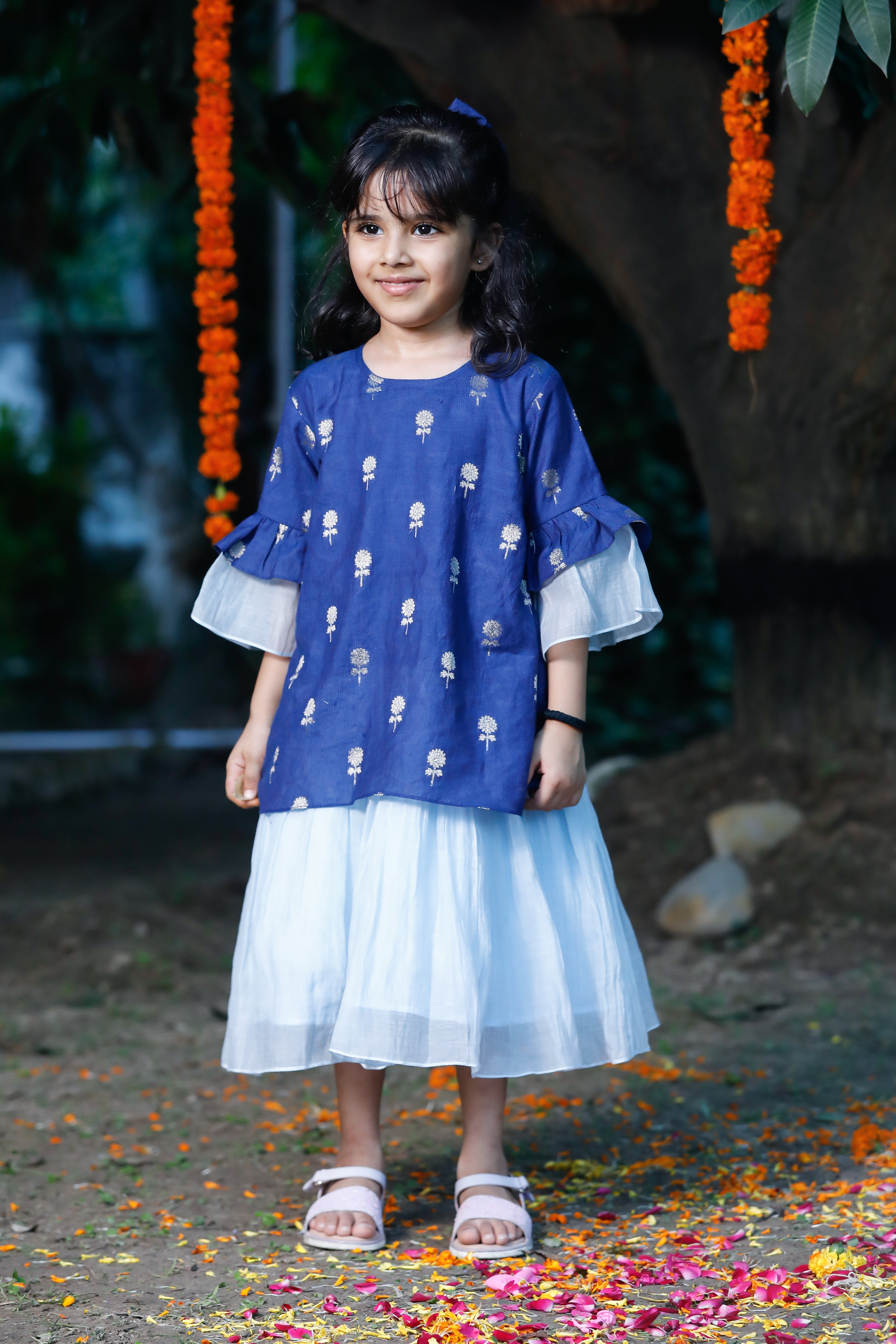 Girl in Bloom Layered Dress - Premium Chanderi Festive Wear for Celebrations by SnuggleMe