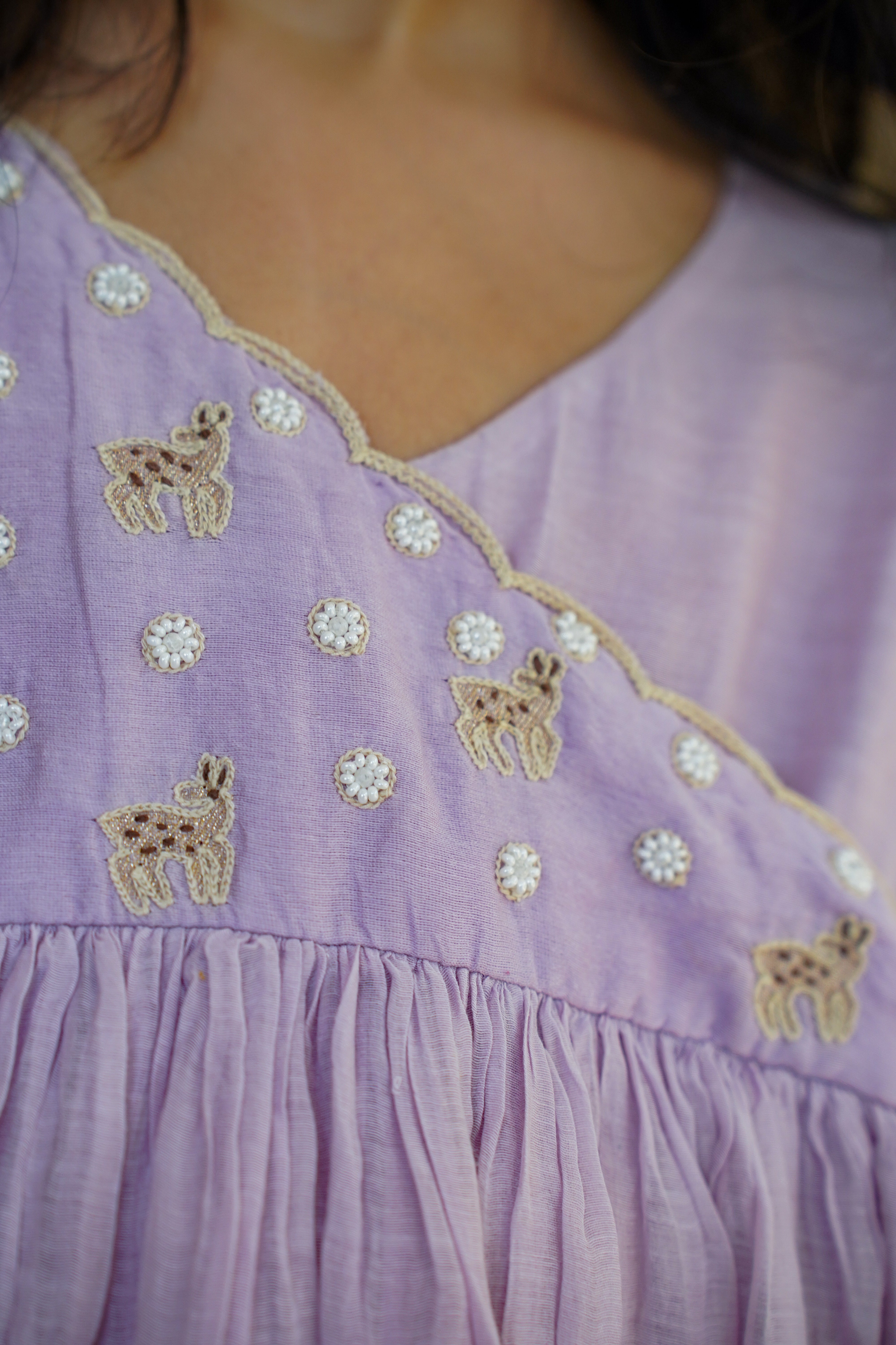 Purple Embroidered Aangrakha Dress