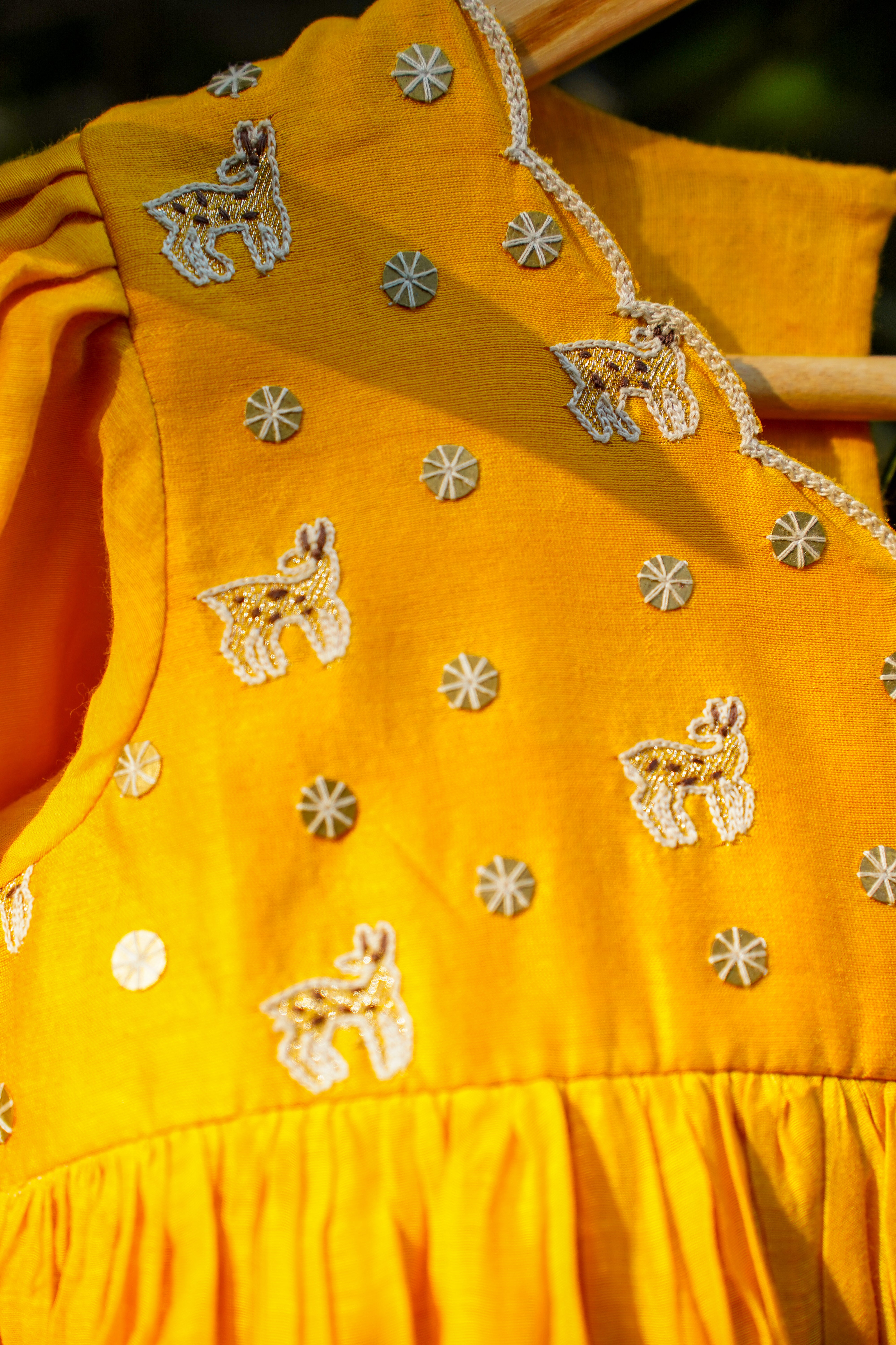Yellow Embroidered Angrakha Dress