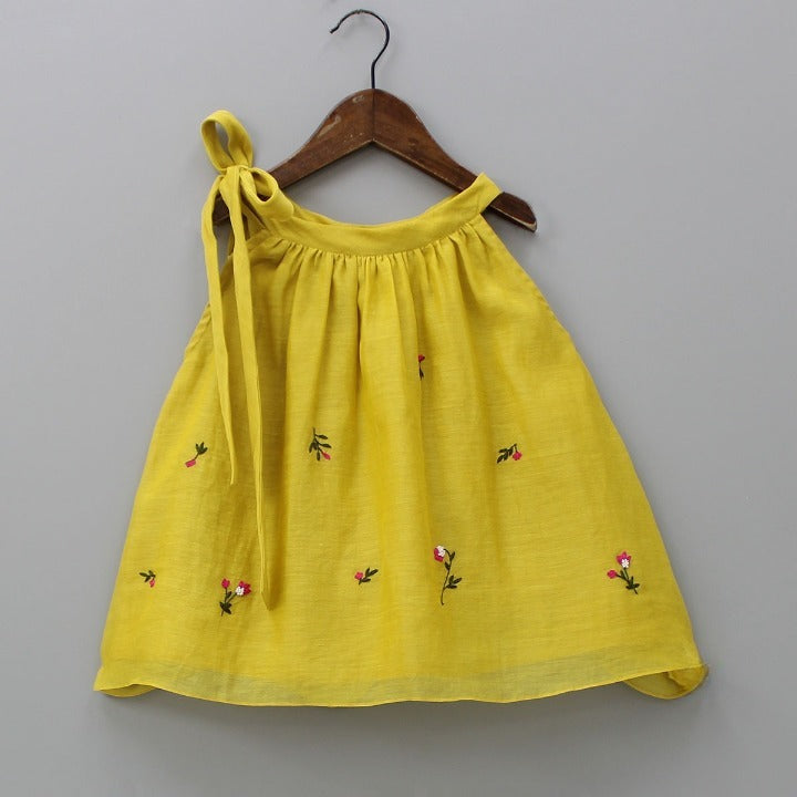 Hand Embroidered Kurta Palazzo Set - Yellow