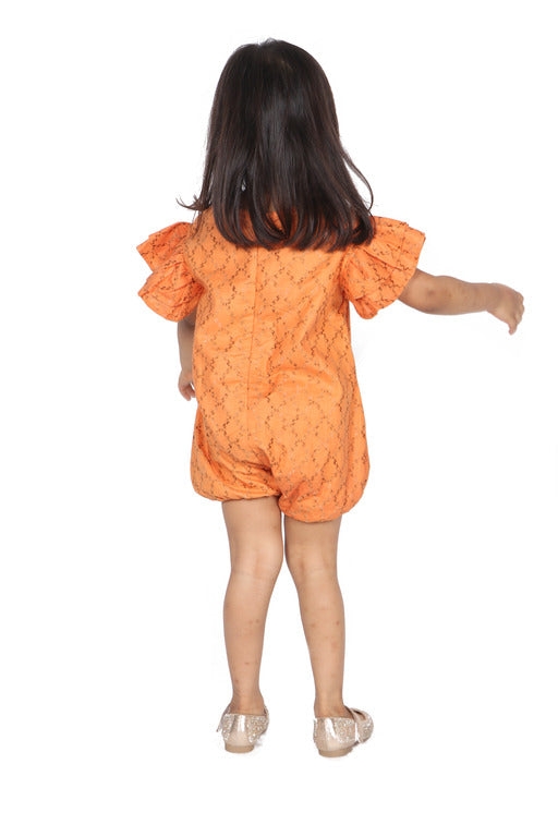 Tangerine Playsuit with Twisted Weave