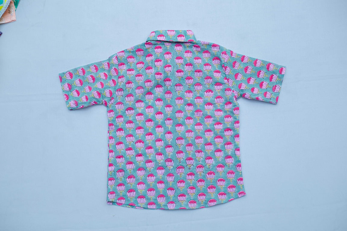 Boys Lotus block Print Shirt
